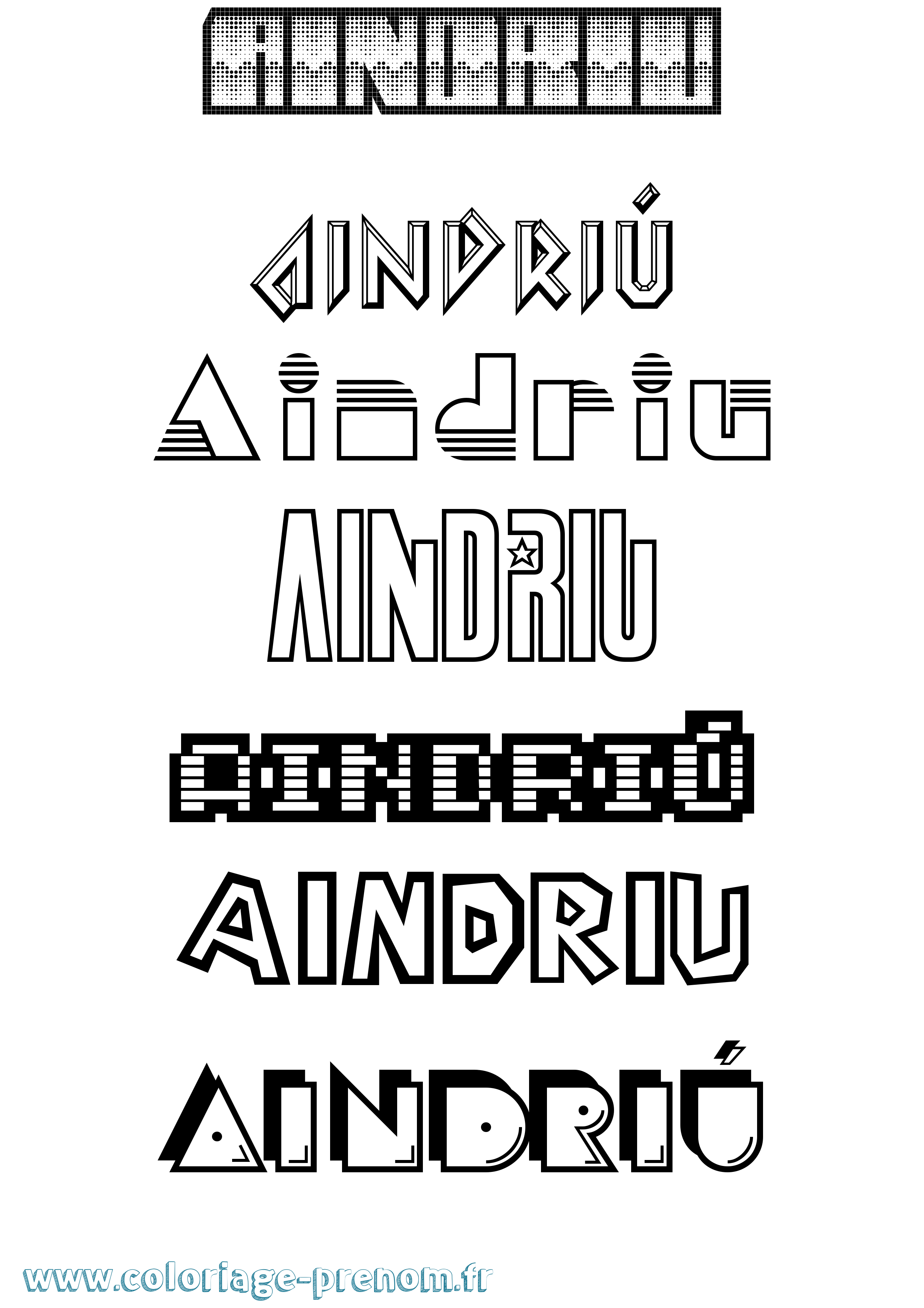 Coloriage Aindriú Jeux Vidéos Coloriage prénom Aindriú Jeux Vidéos