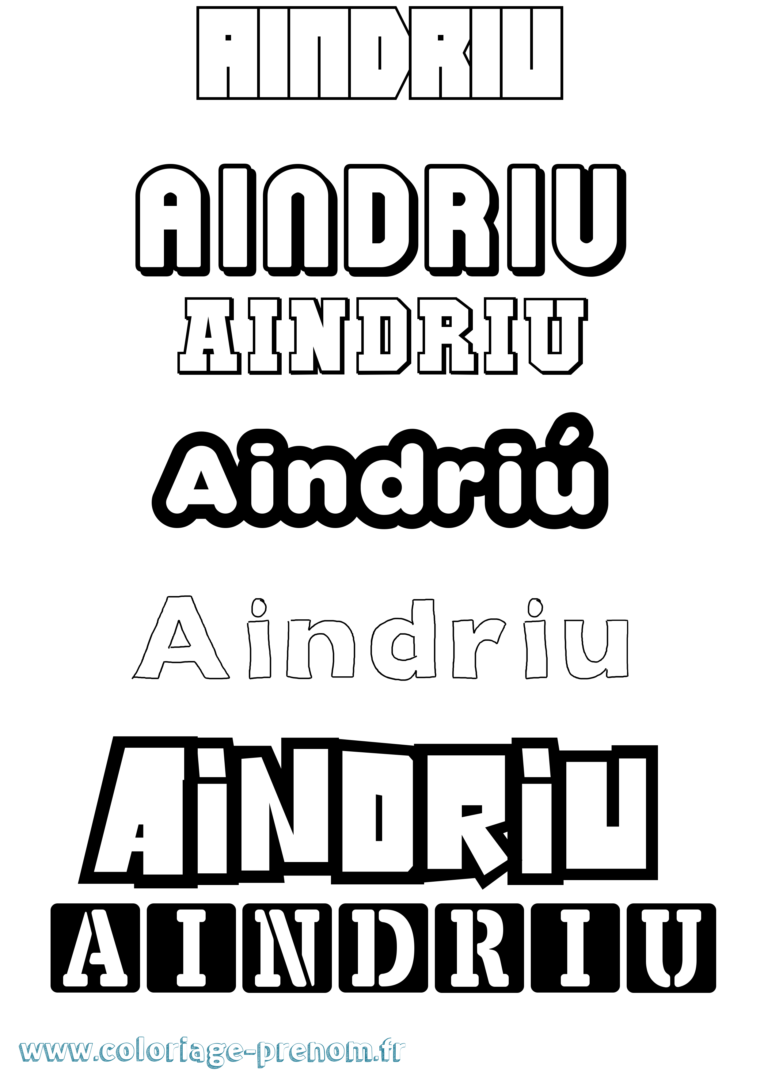 Coloriage prénom Aindriú Simple