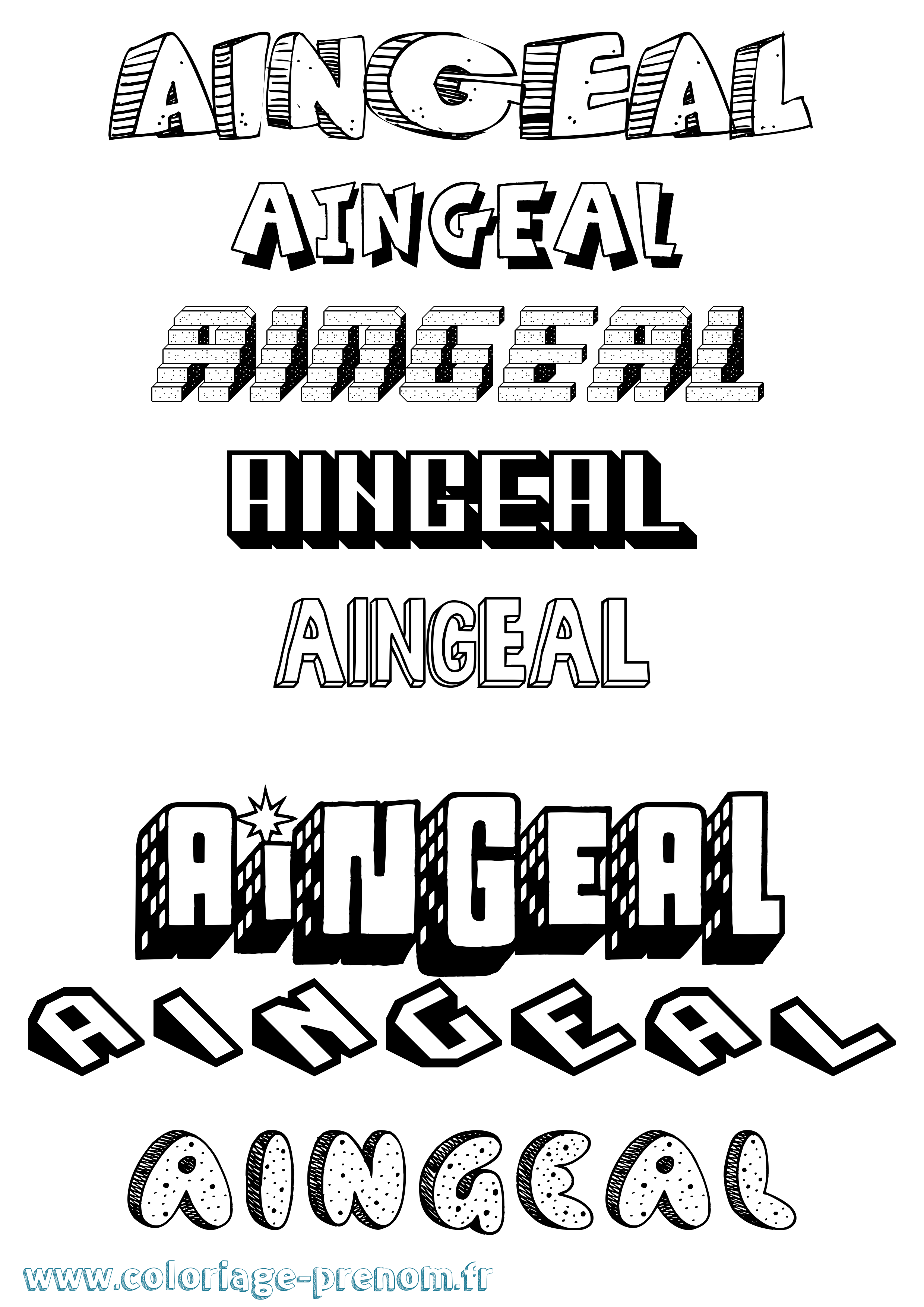 Coloriage prénom Aingeal Effet 3D