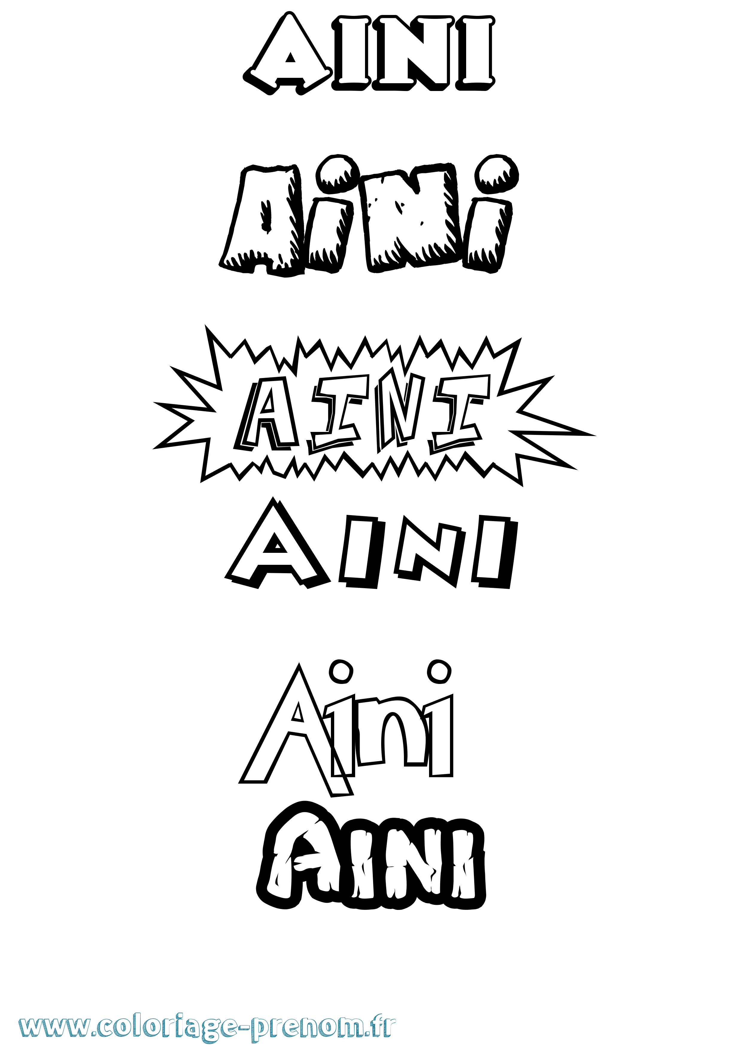 Coloriage prénom Aini Dessin Animé