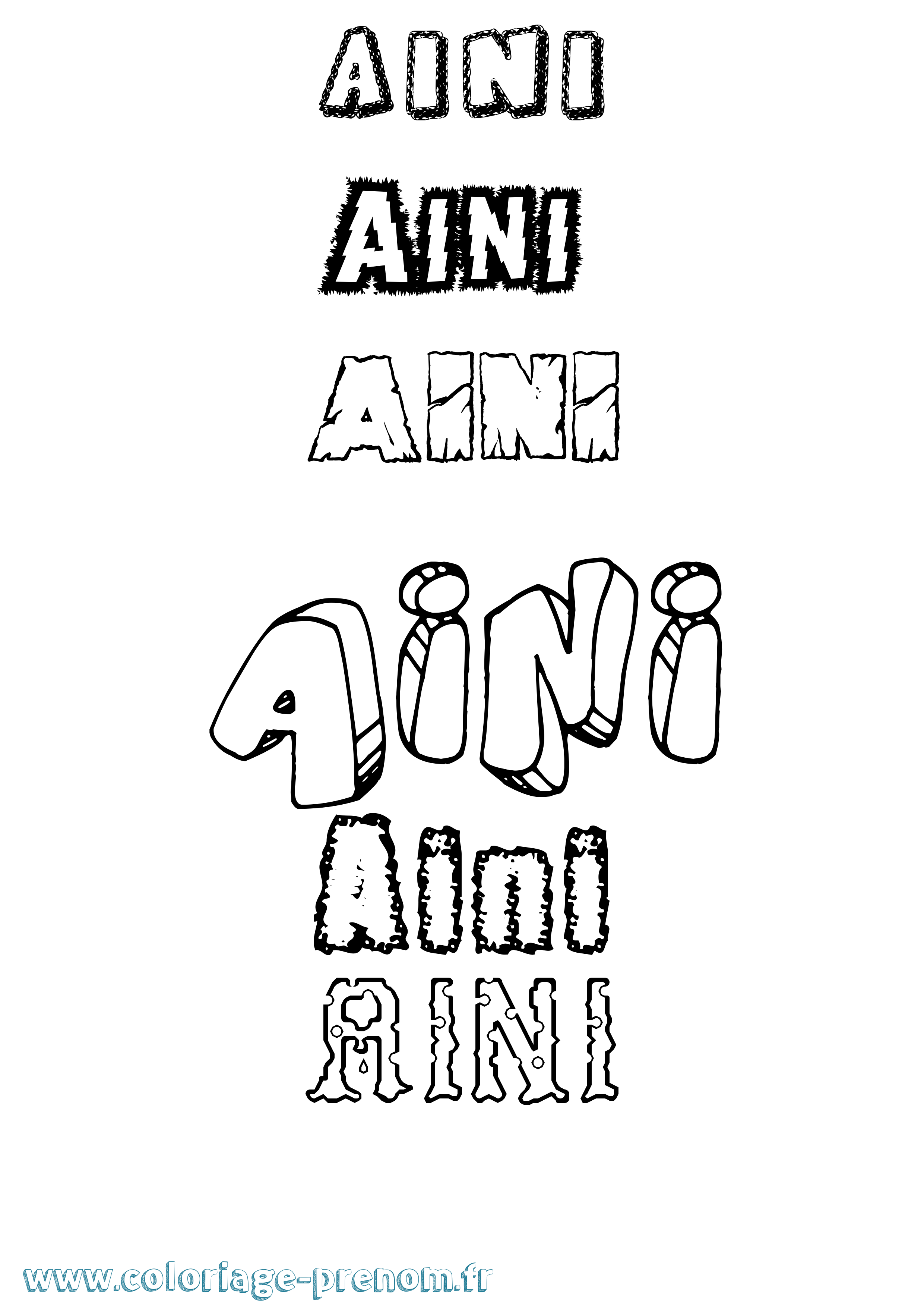 Coloriage prénom Aini Destructuré