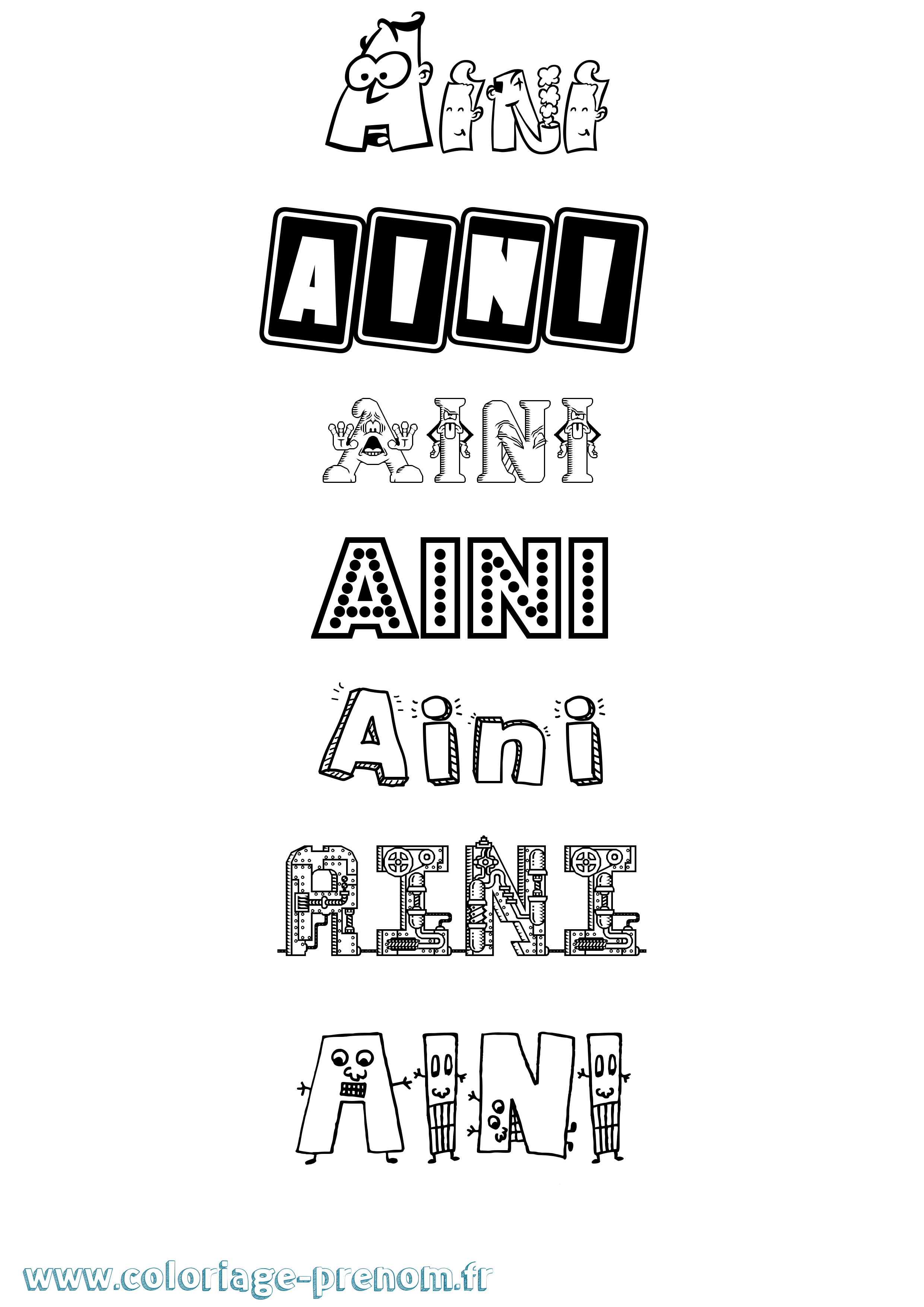 Coloriage prénom Aini Fun