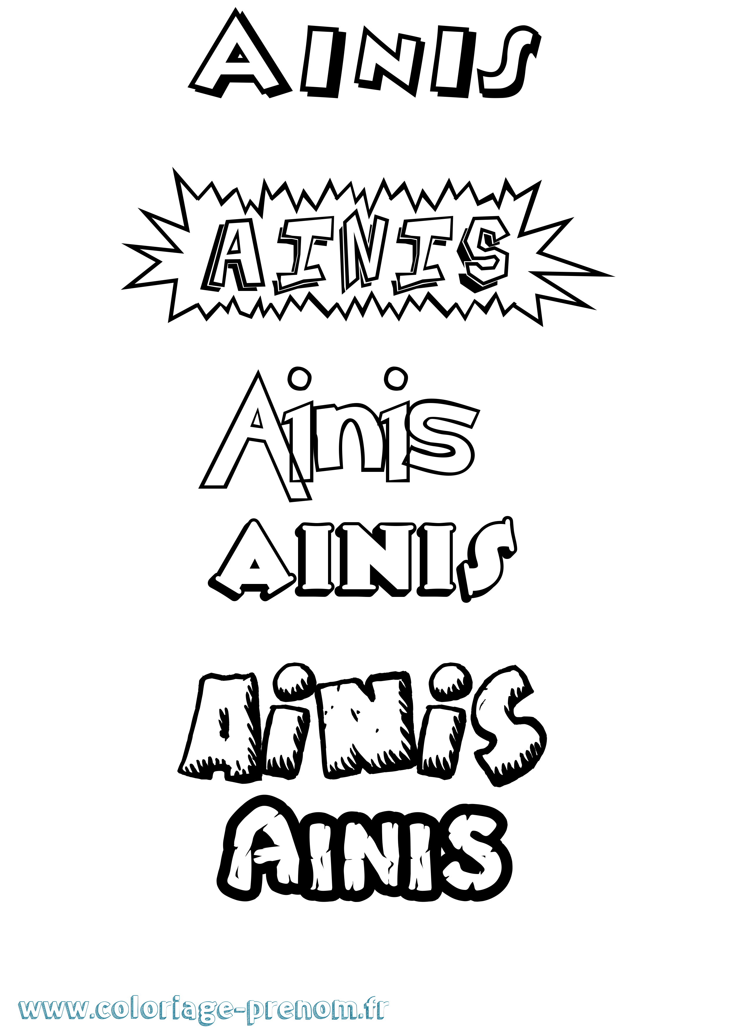 Coloriage prénom Ainis Dessin Animé