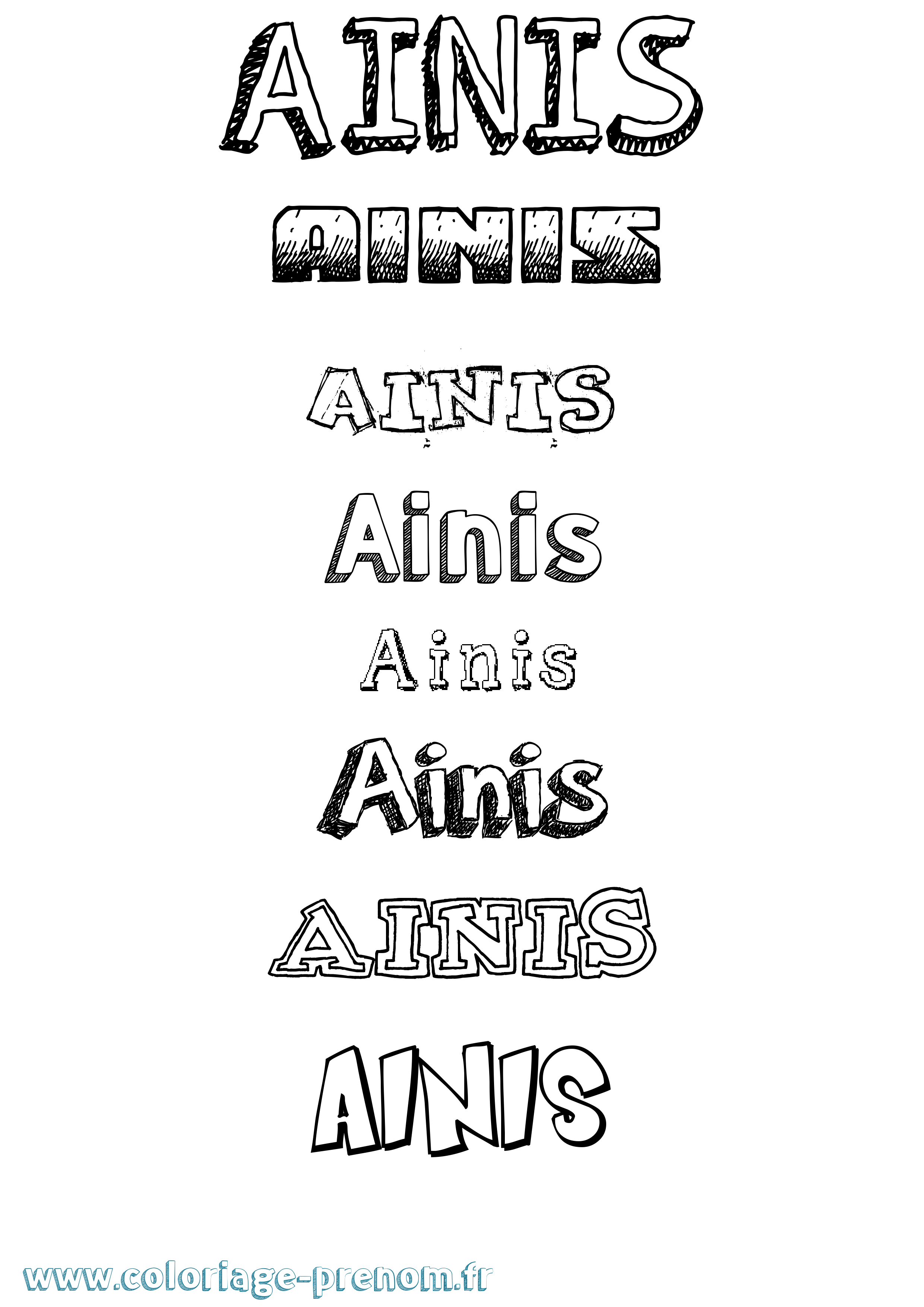 Coloriage prénom Ainis Dessiné