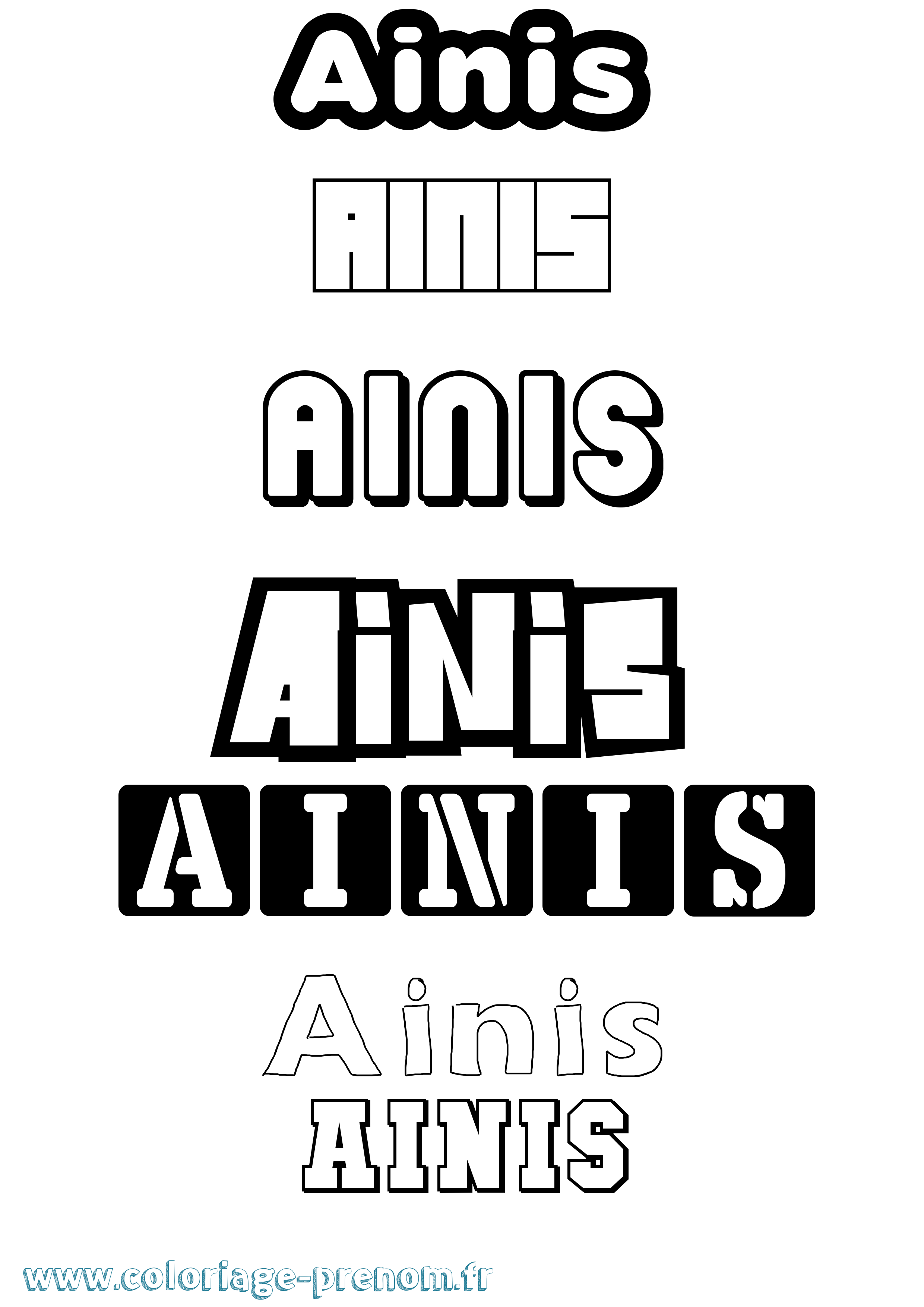 Coloriage prénom Ainis Simple