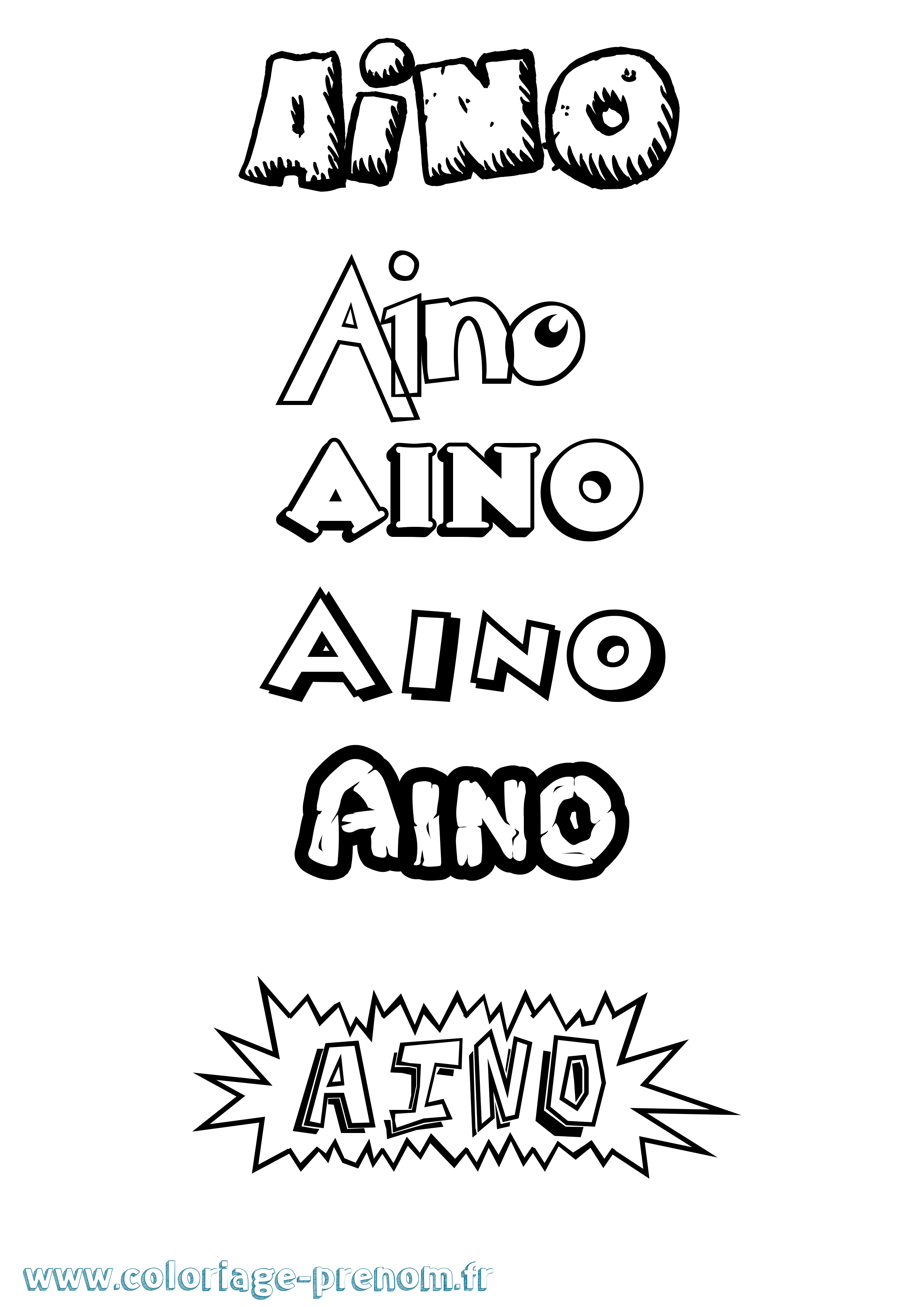 Coloriage prénom Aino Dessin Animé