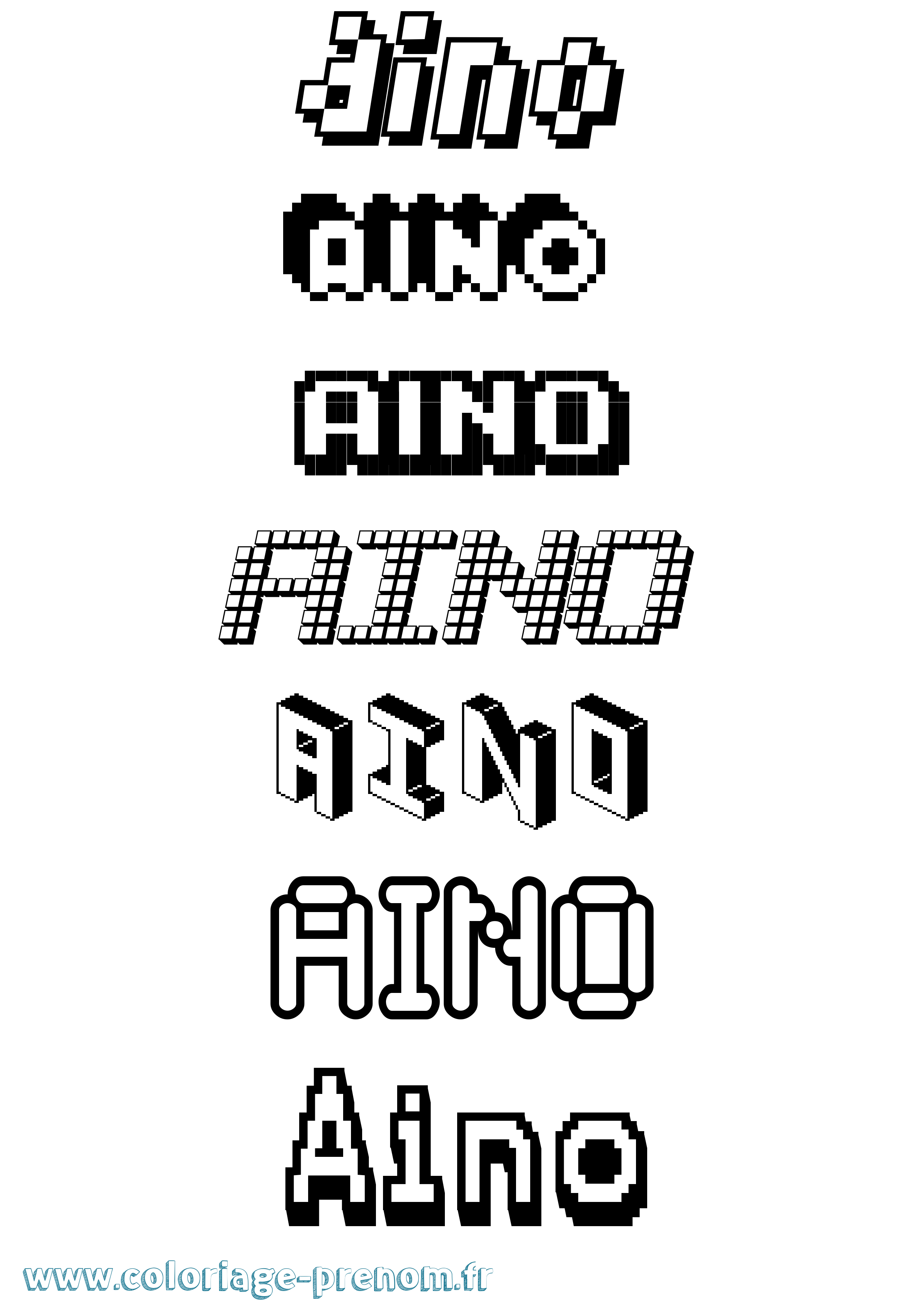 Coloriage prénom Aino Pixel