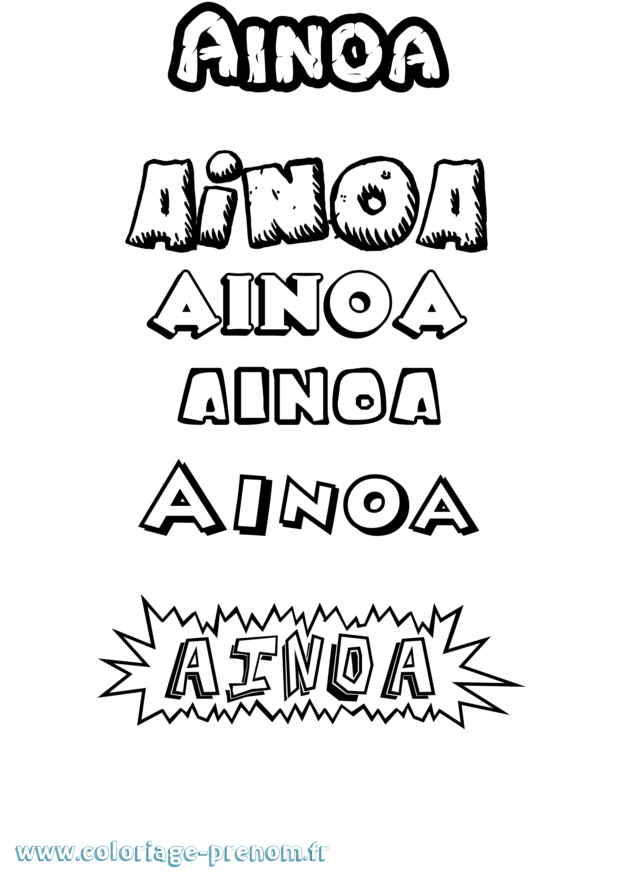 Coloriage prénom Ainoa Dessin Animé