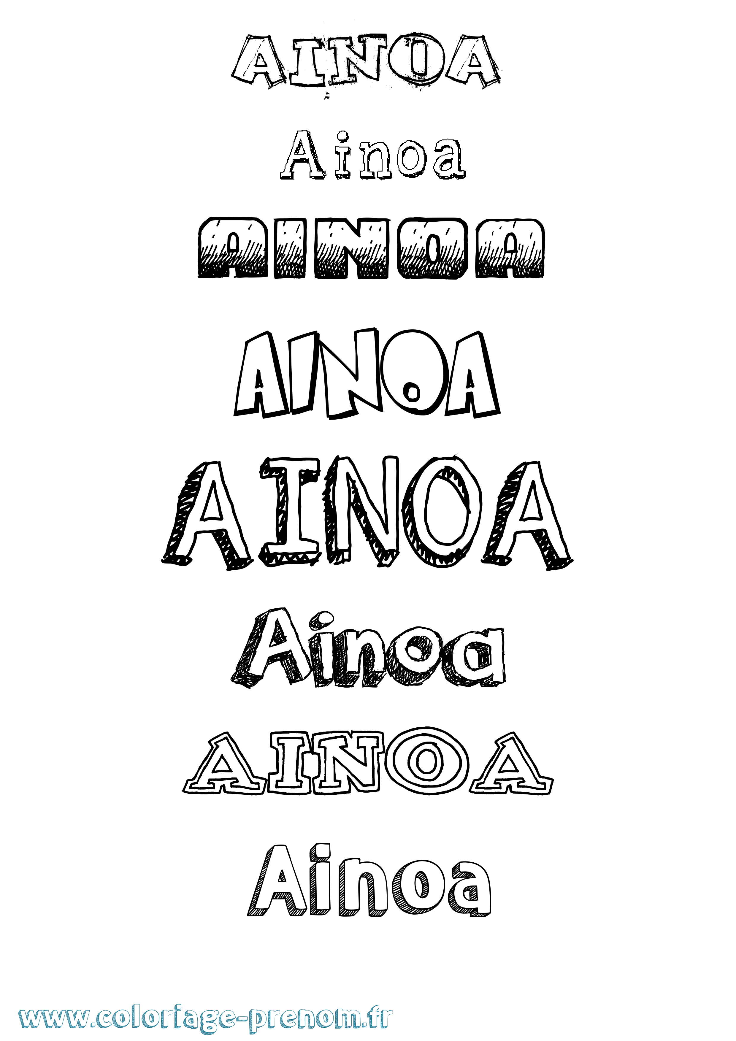 Coloriage prénom Ainoa Dessiné