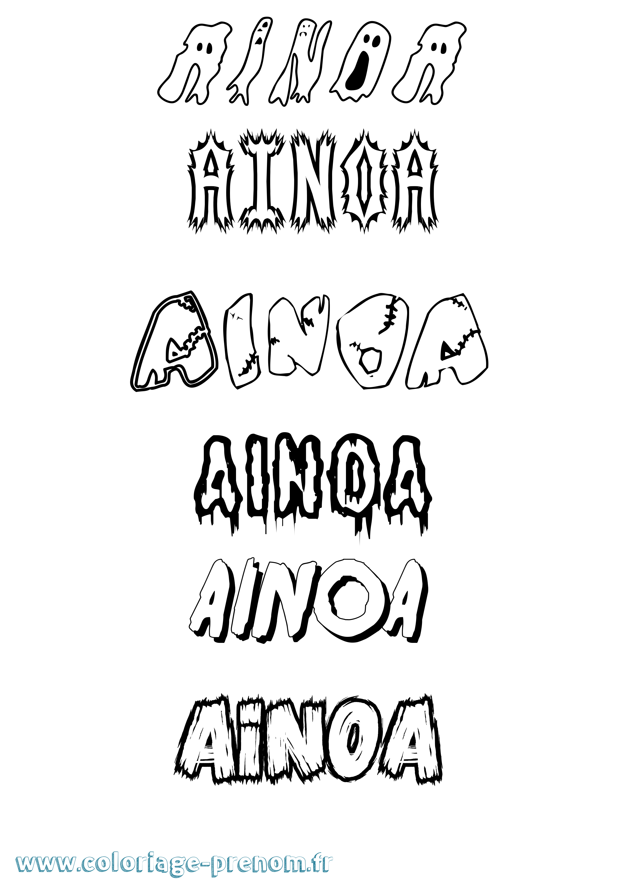 Coloriage prénom Ainoa Frisson