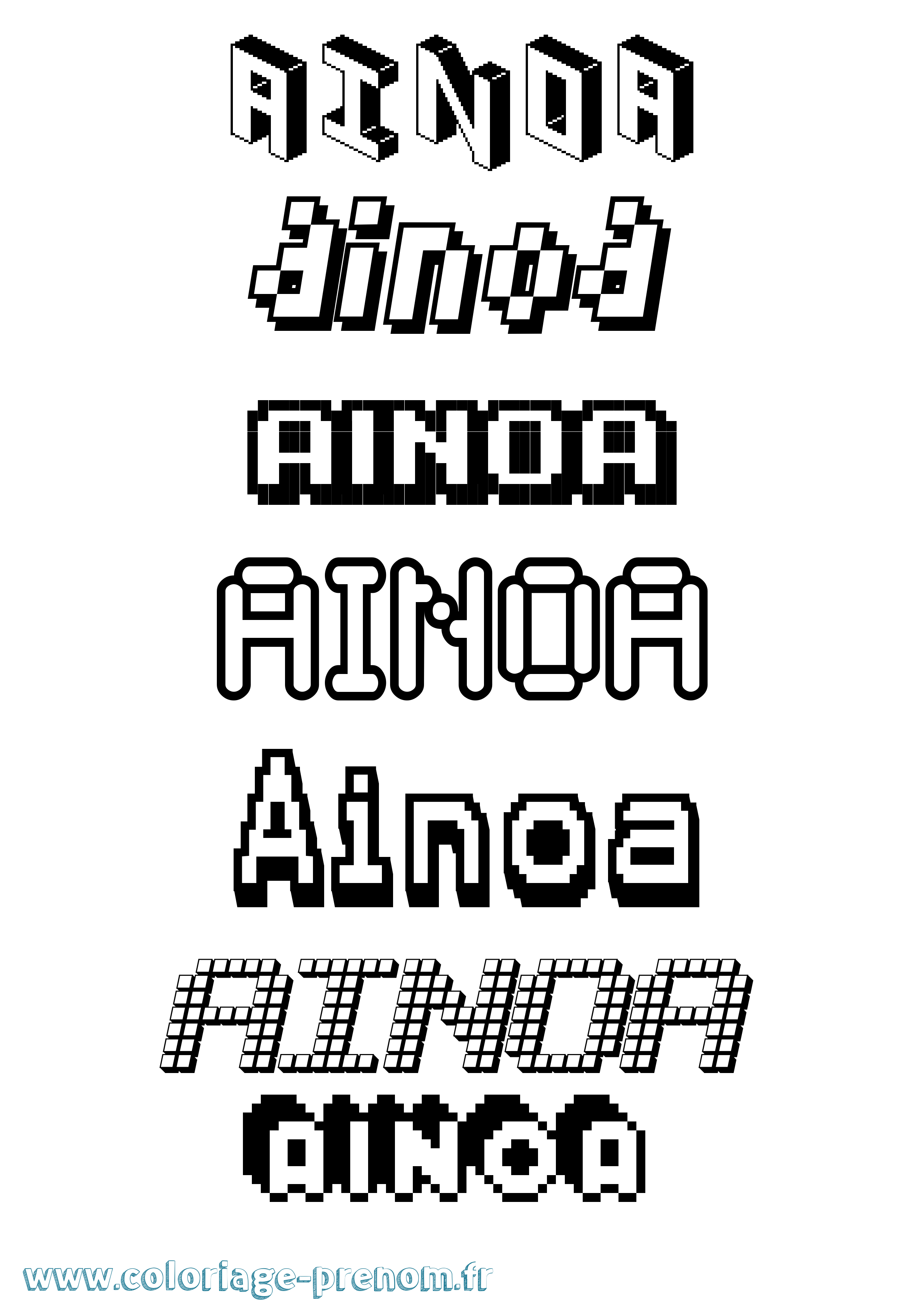 Coloriage prénom Ainoa Pixel