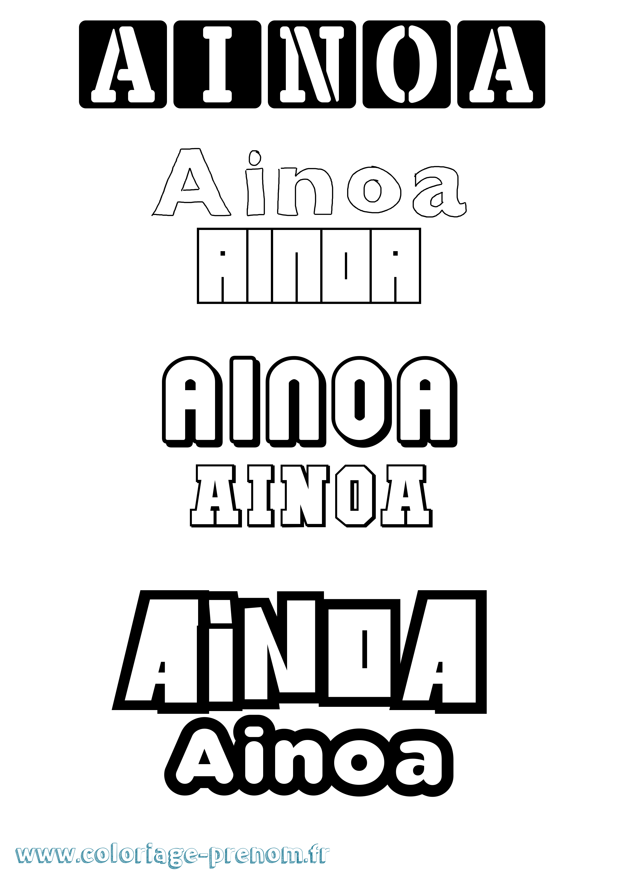 Coloriage prénom Ainoa Simple