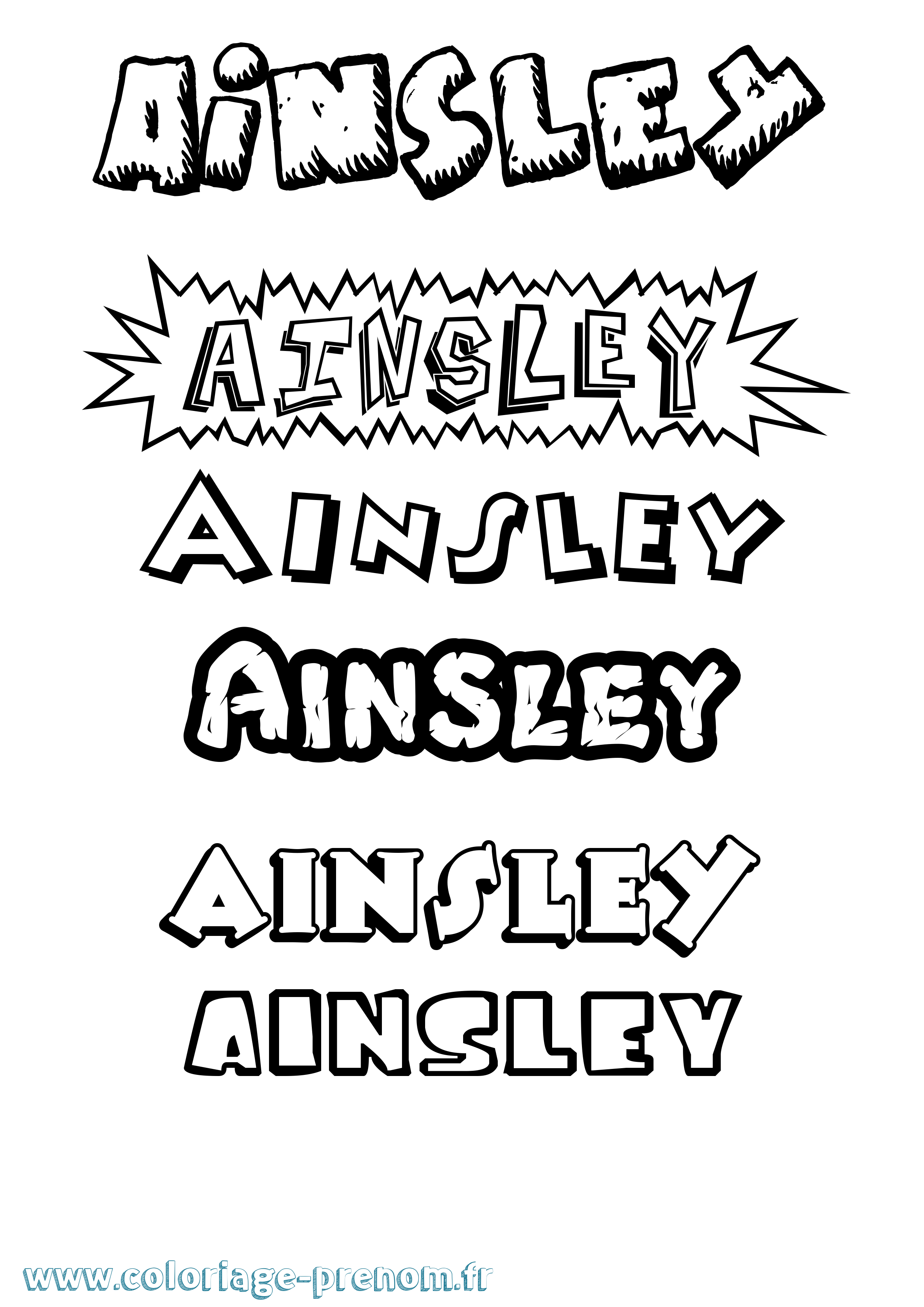 Coloriage prénom Ainsley Dessin Animé