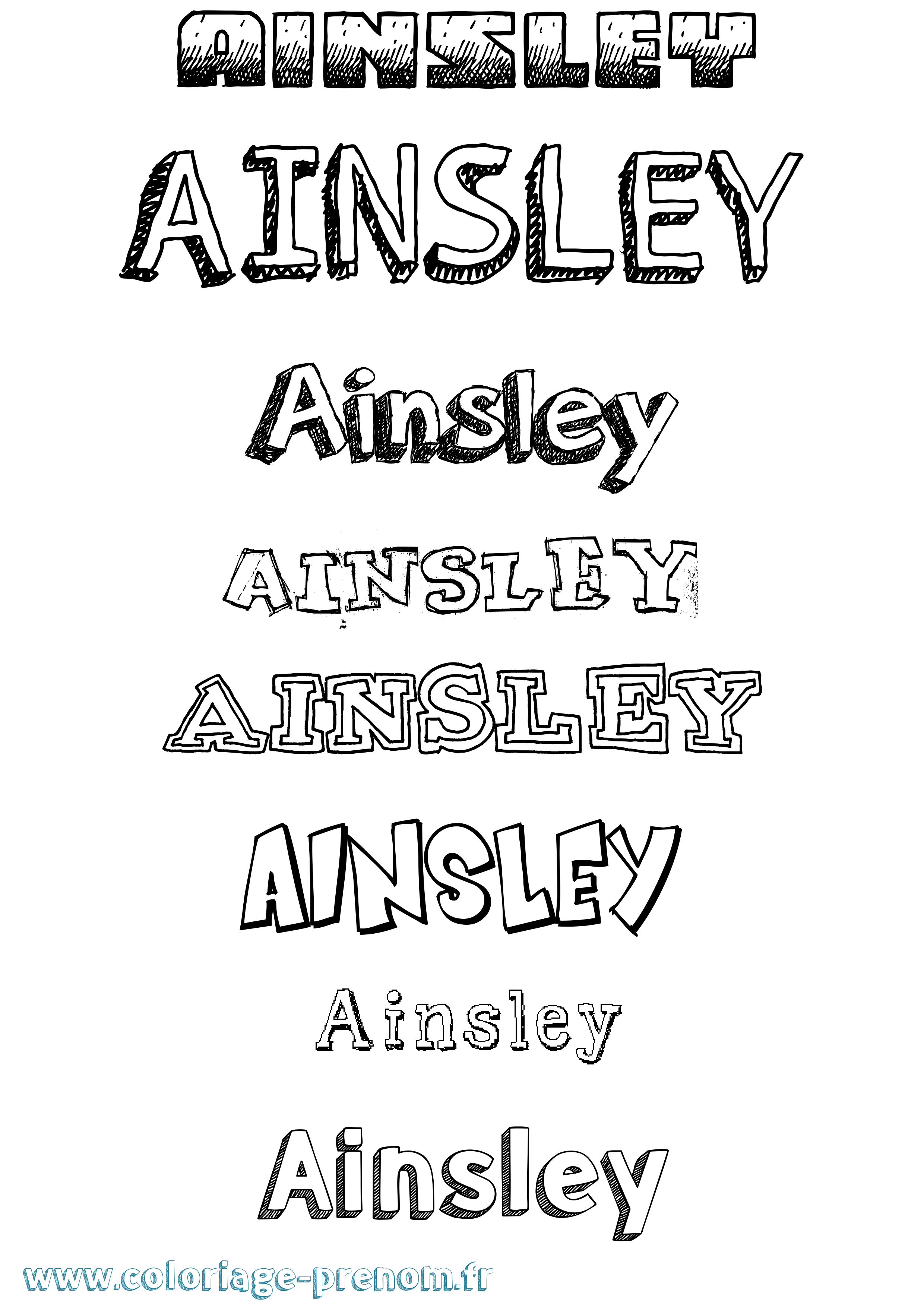Coloriage prénom Ainsley Dessiné