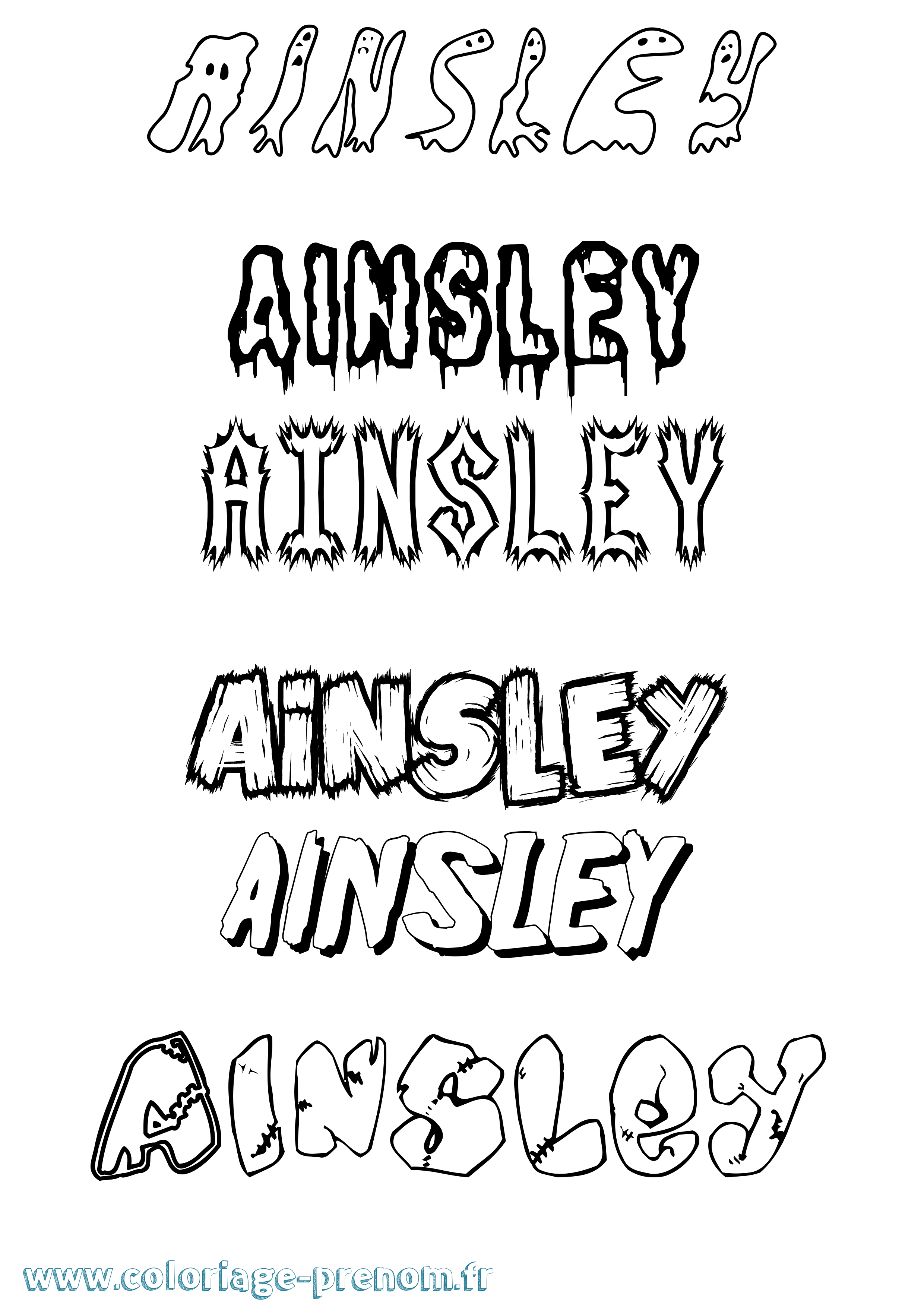 Coloriage prénom Ainsley Frisson