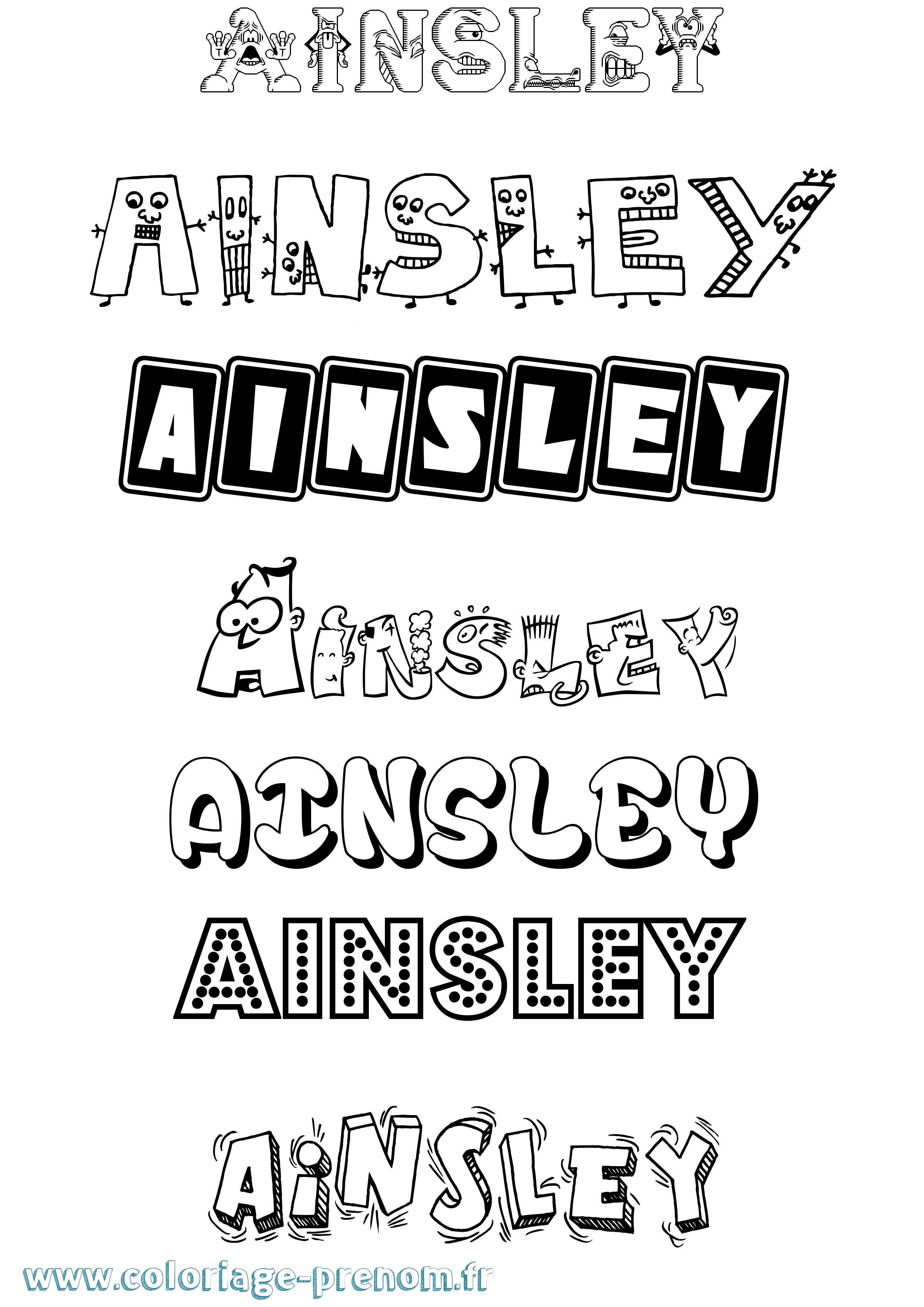 Coloriage prénom Ainsley Fun