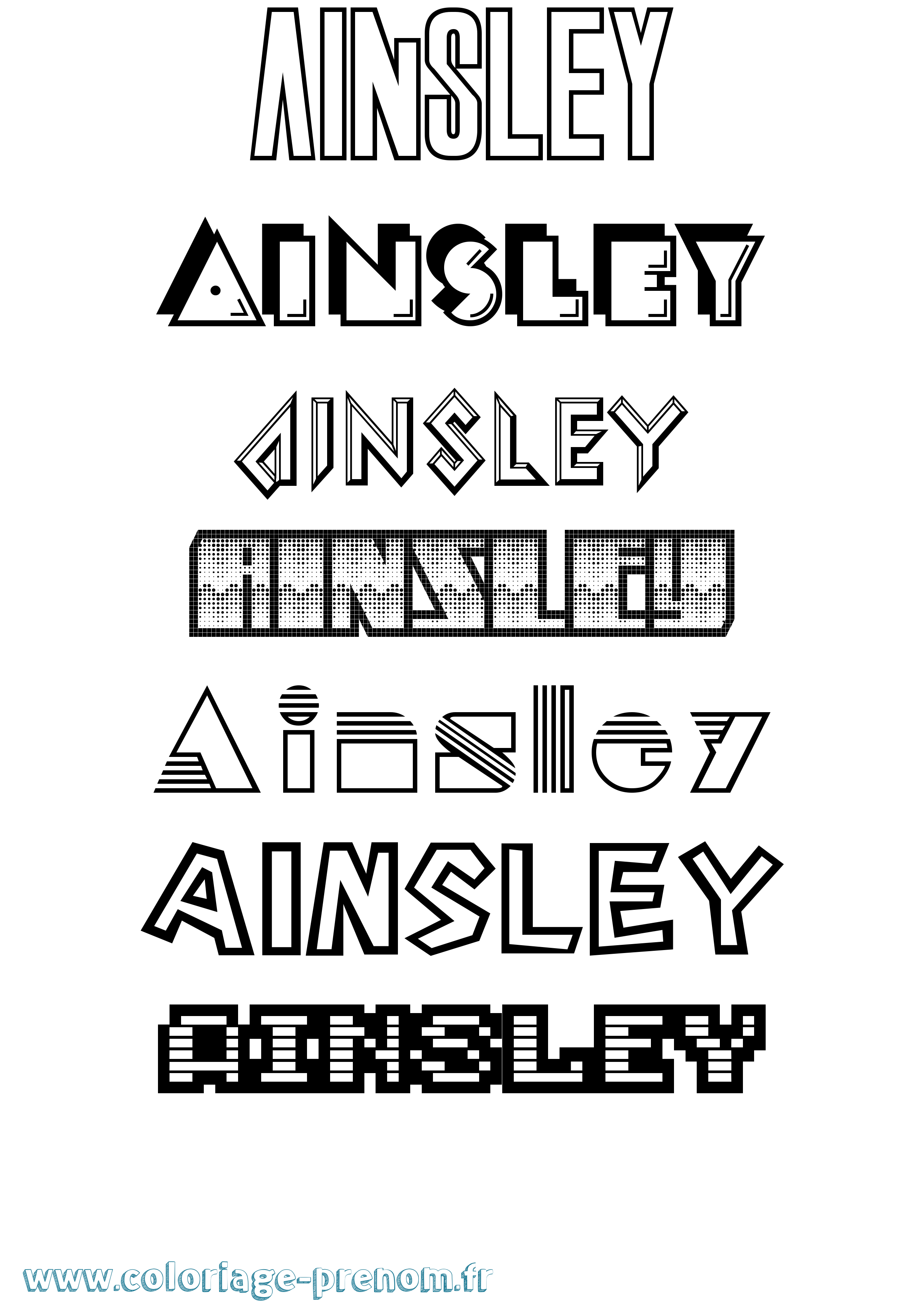 Coloriage prénom Ainsley Jeux Vidéos