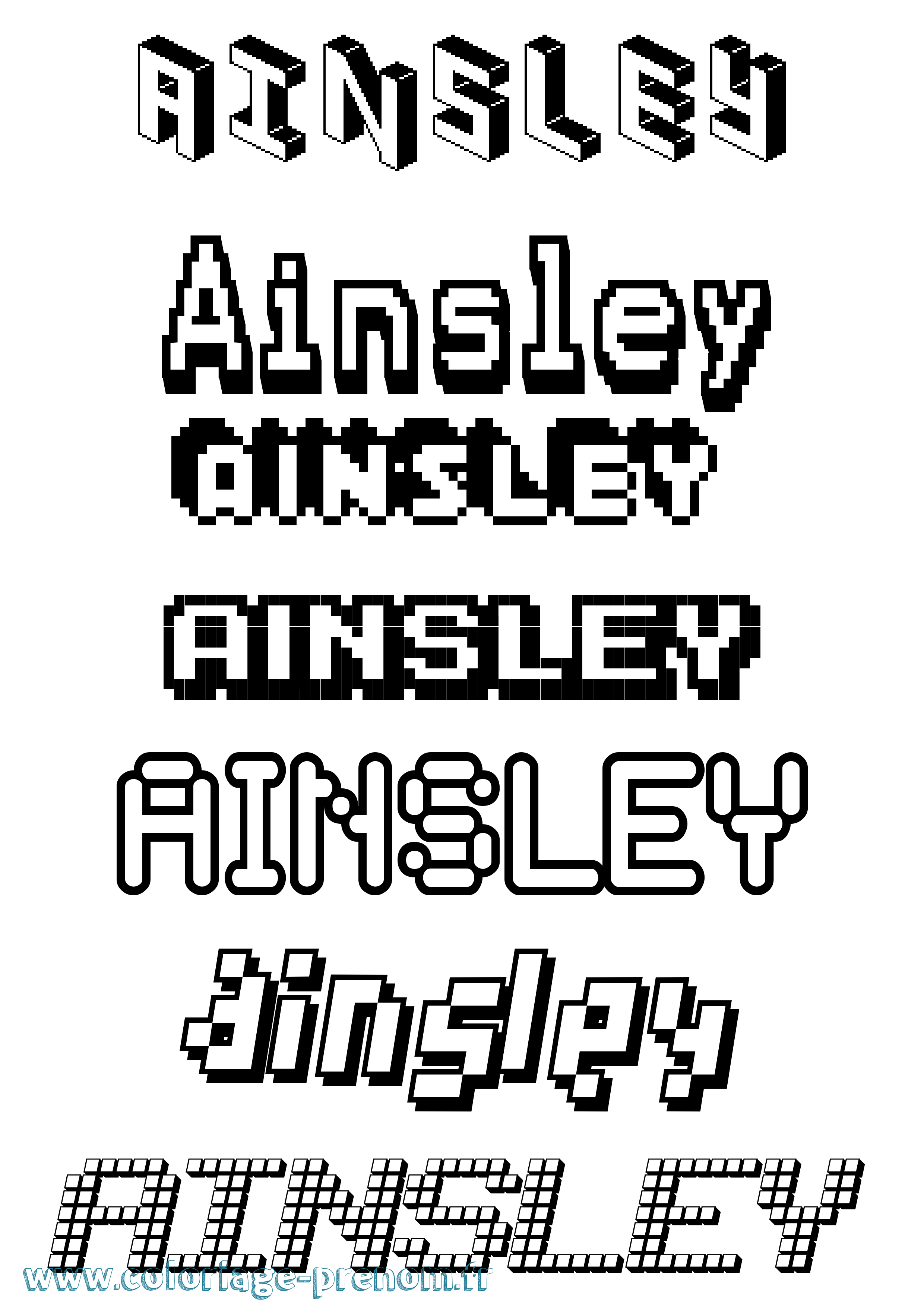 Coloriage prénom Ainsley Pixel