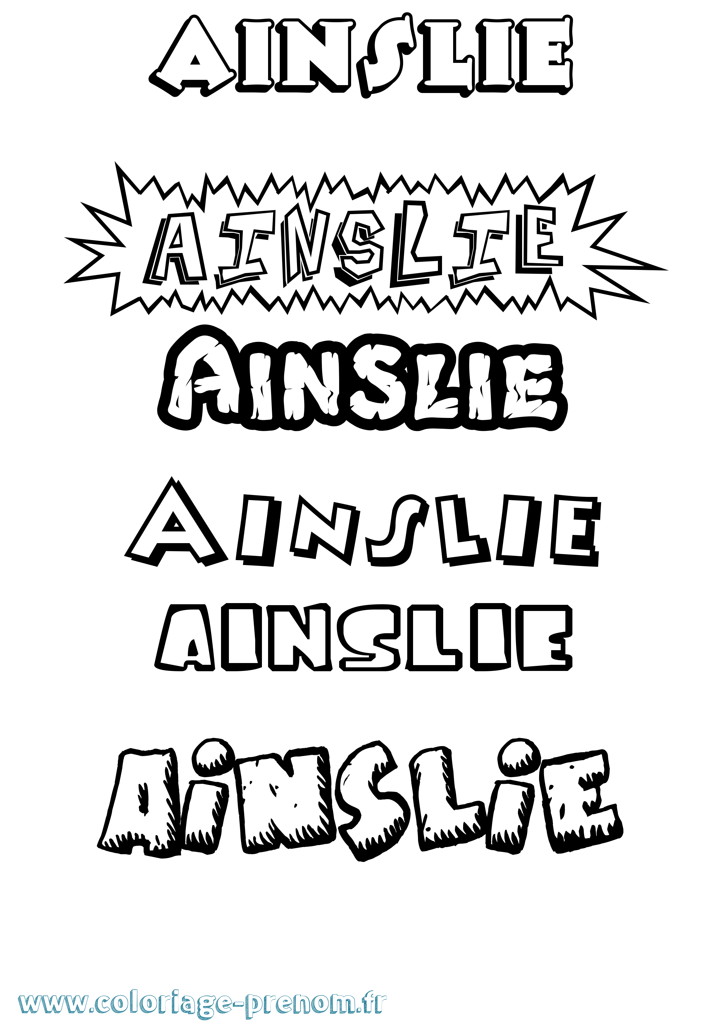 Coloriage Ainslie Dessin Animé Coloriage prénom Ainslie Dessin Animé