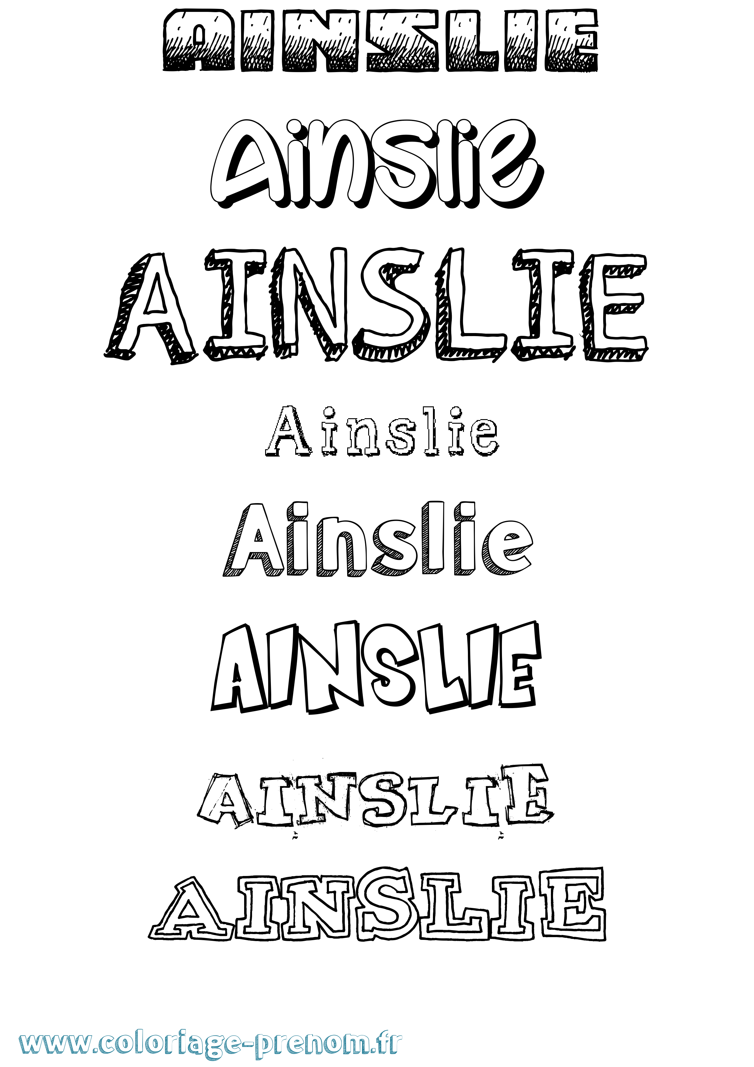 Coloriage Ainslie Dessiné Coloriage prénom Ainslie Dessiné