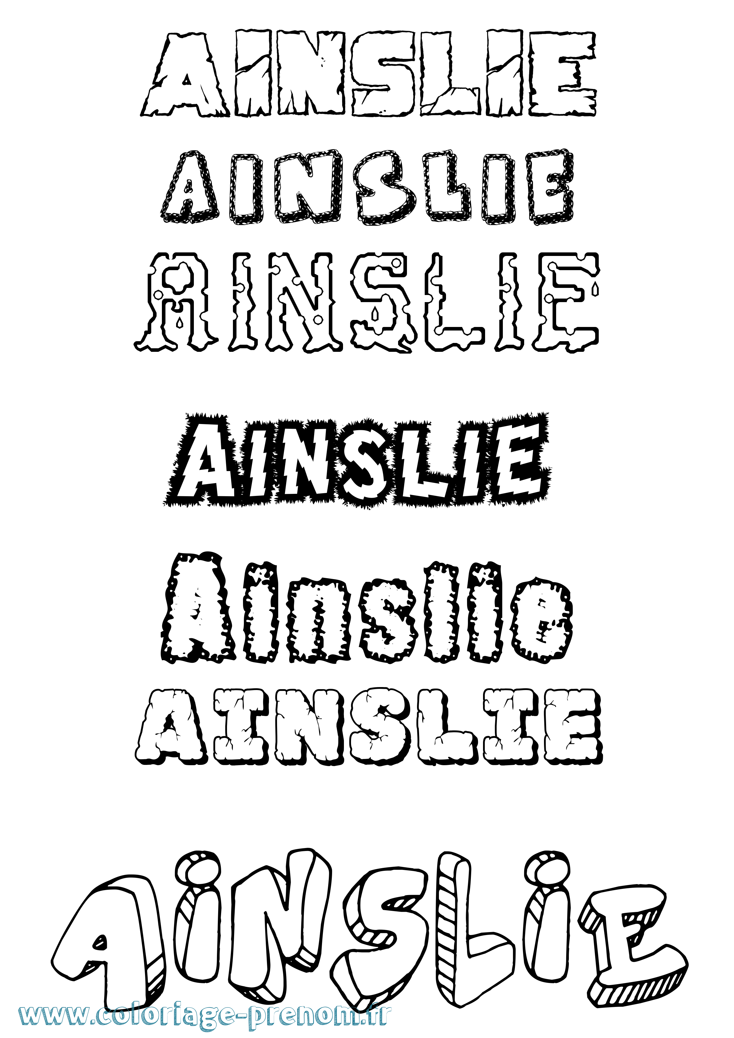 Coloriage Ainslie Destructuré Coloriage prénom Ainslie Destructuré