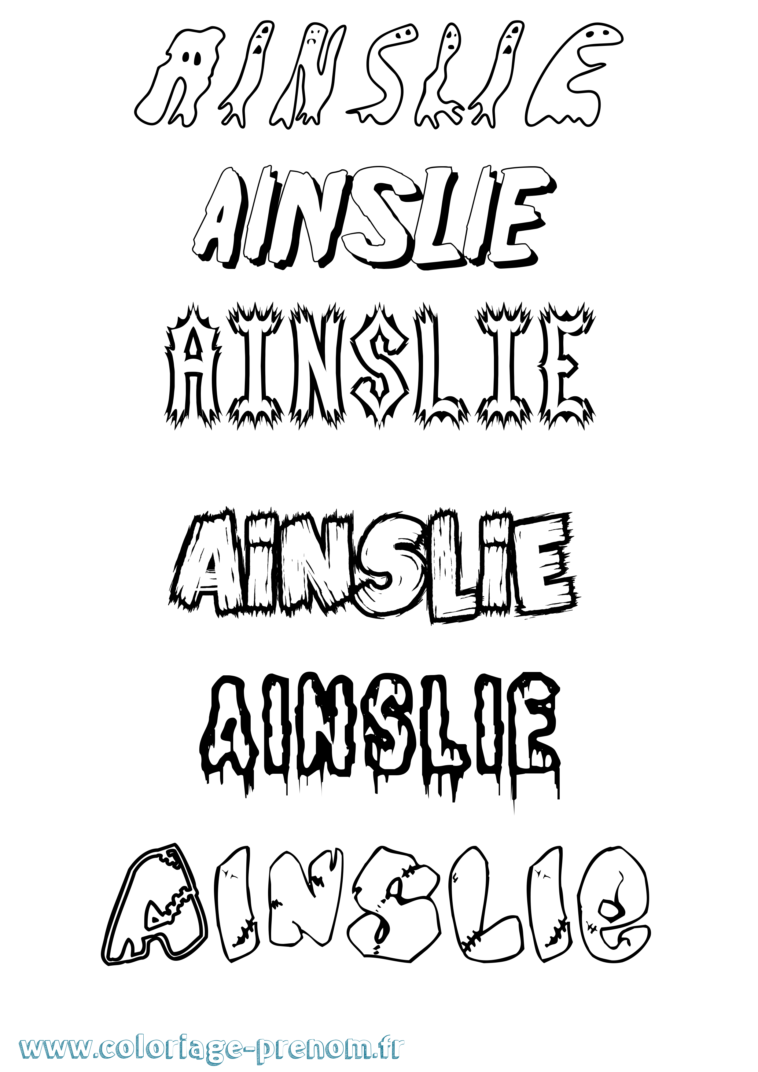Coloriage prénom Ainslie Frisson