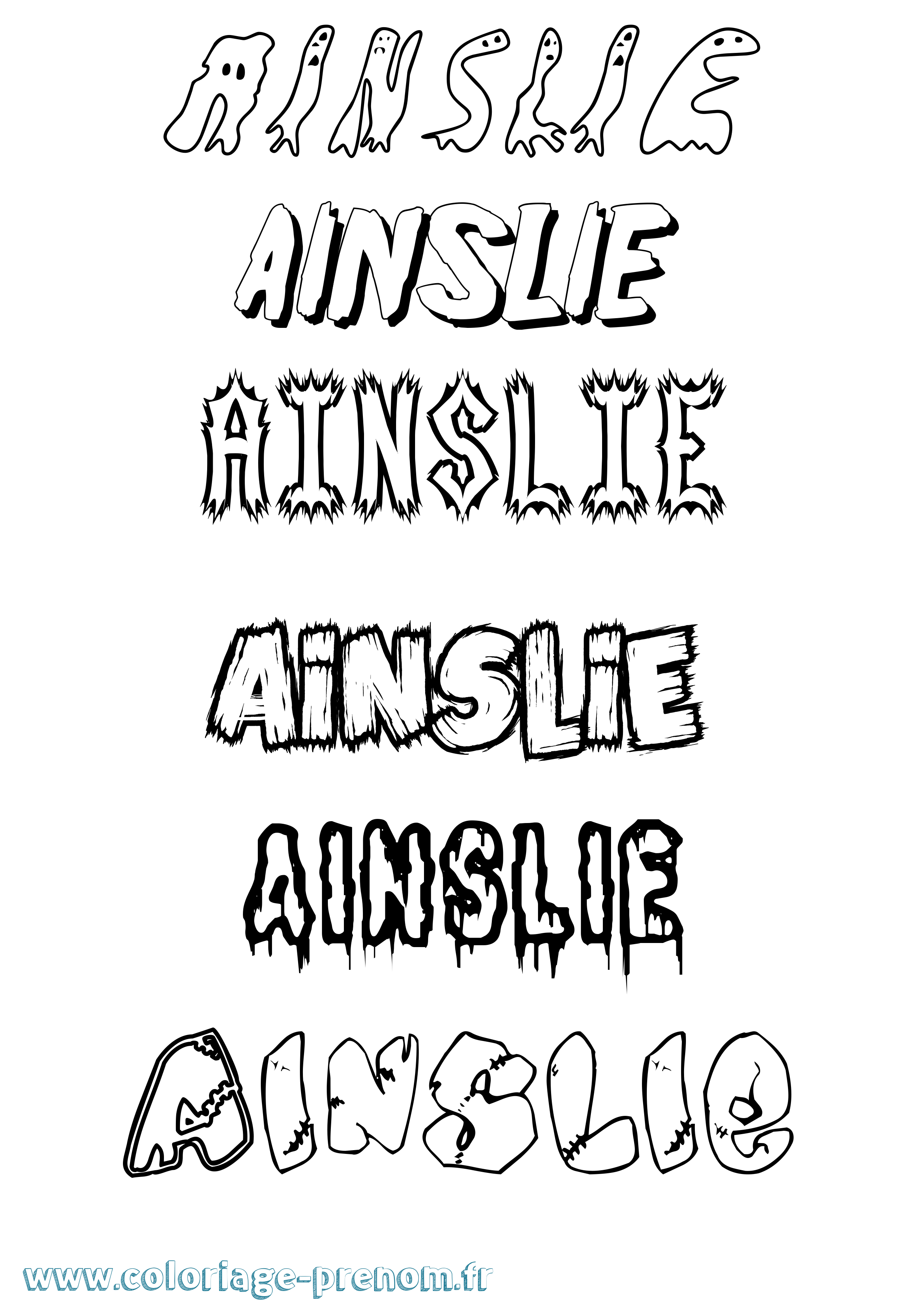 Coloriage Ainslie Frisson Coloriage prénom Ainslie Frisson