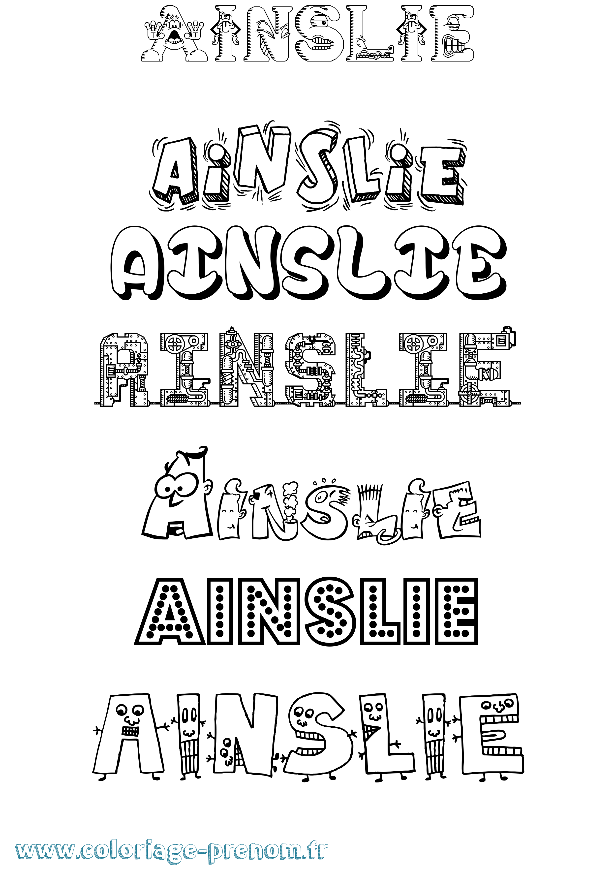 Coloriage prénom Ainslie Fun