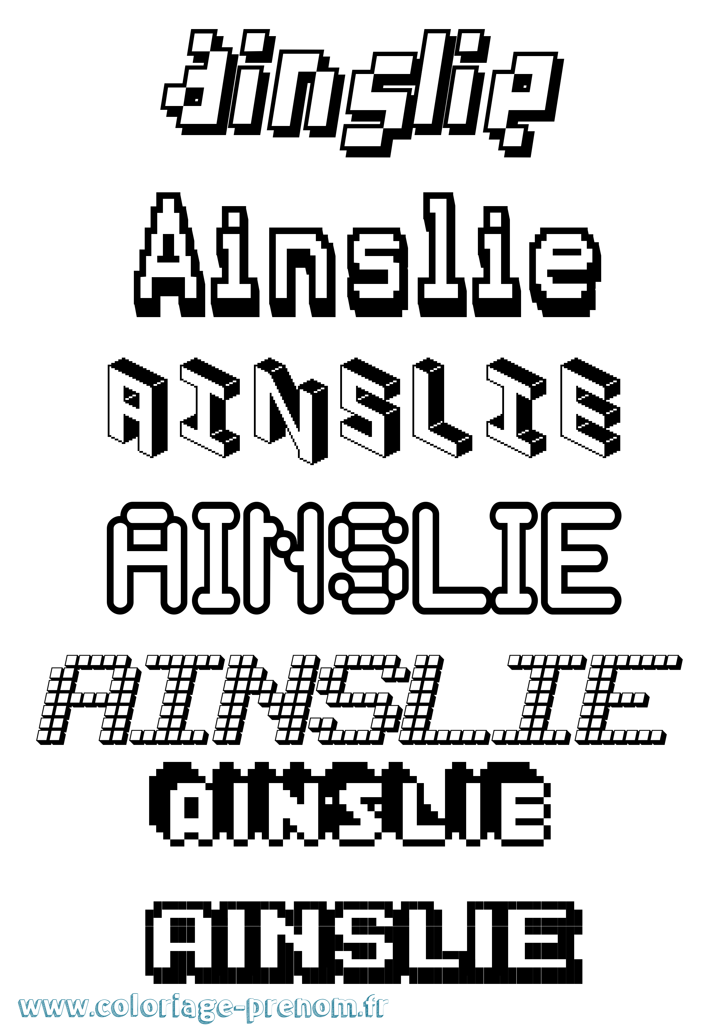 Coloriage prénom Ainslie Pixel