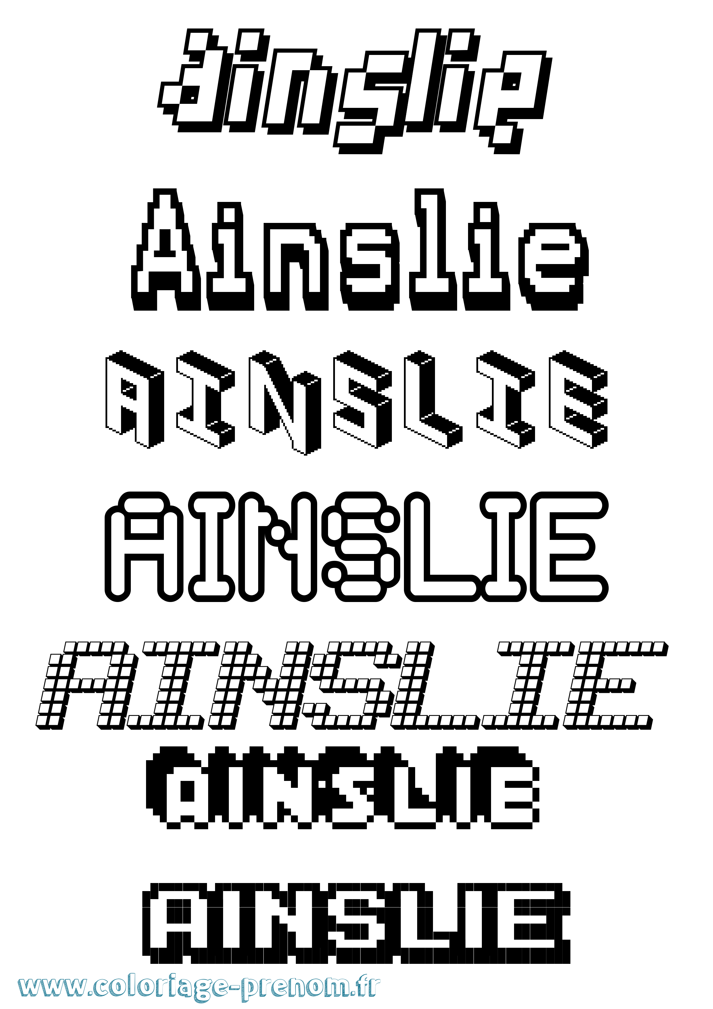 Coloriage Ainslie Pixel Coloriage prénom Ainslie Pixel