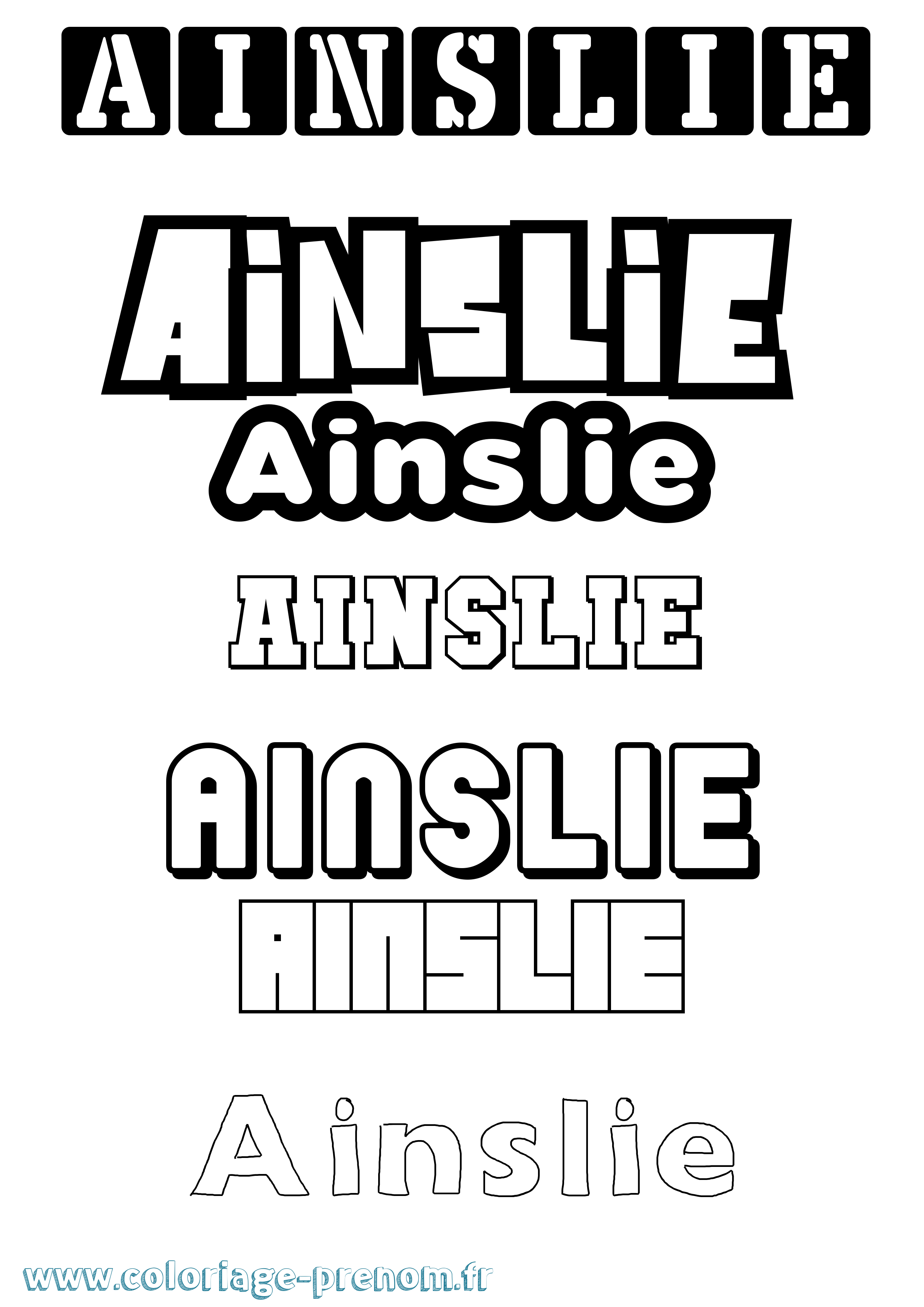 Coloriage Ainslie Simple Coloriage prénom Ainslie Simple
