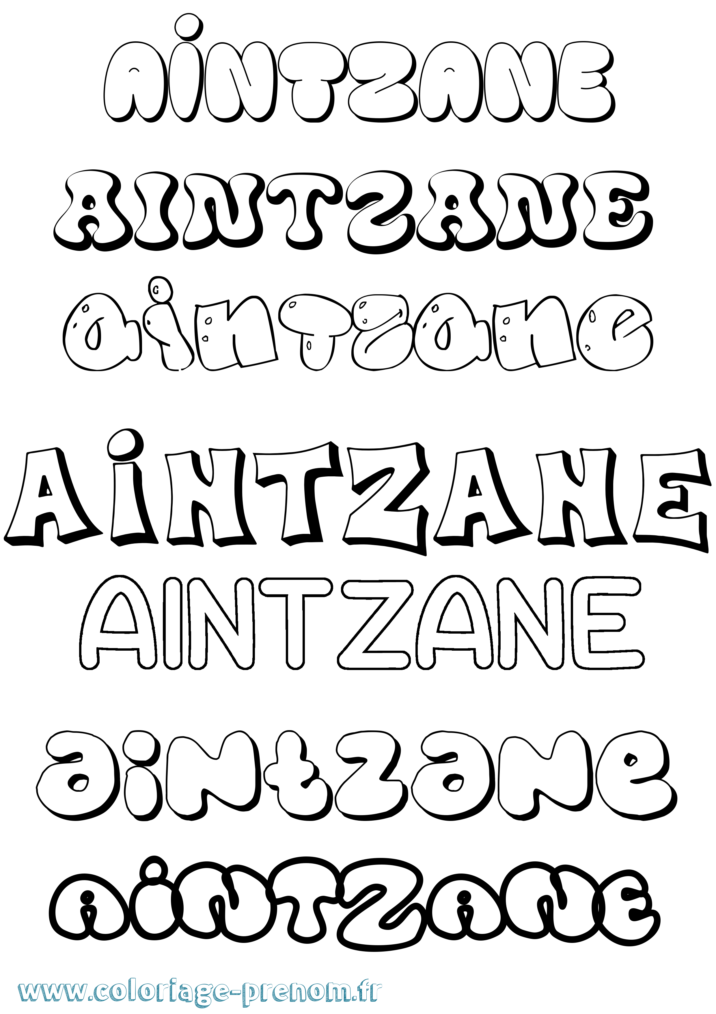 Coloriage prénom Aintzane Bubble