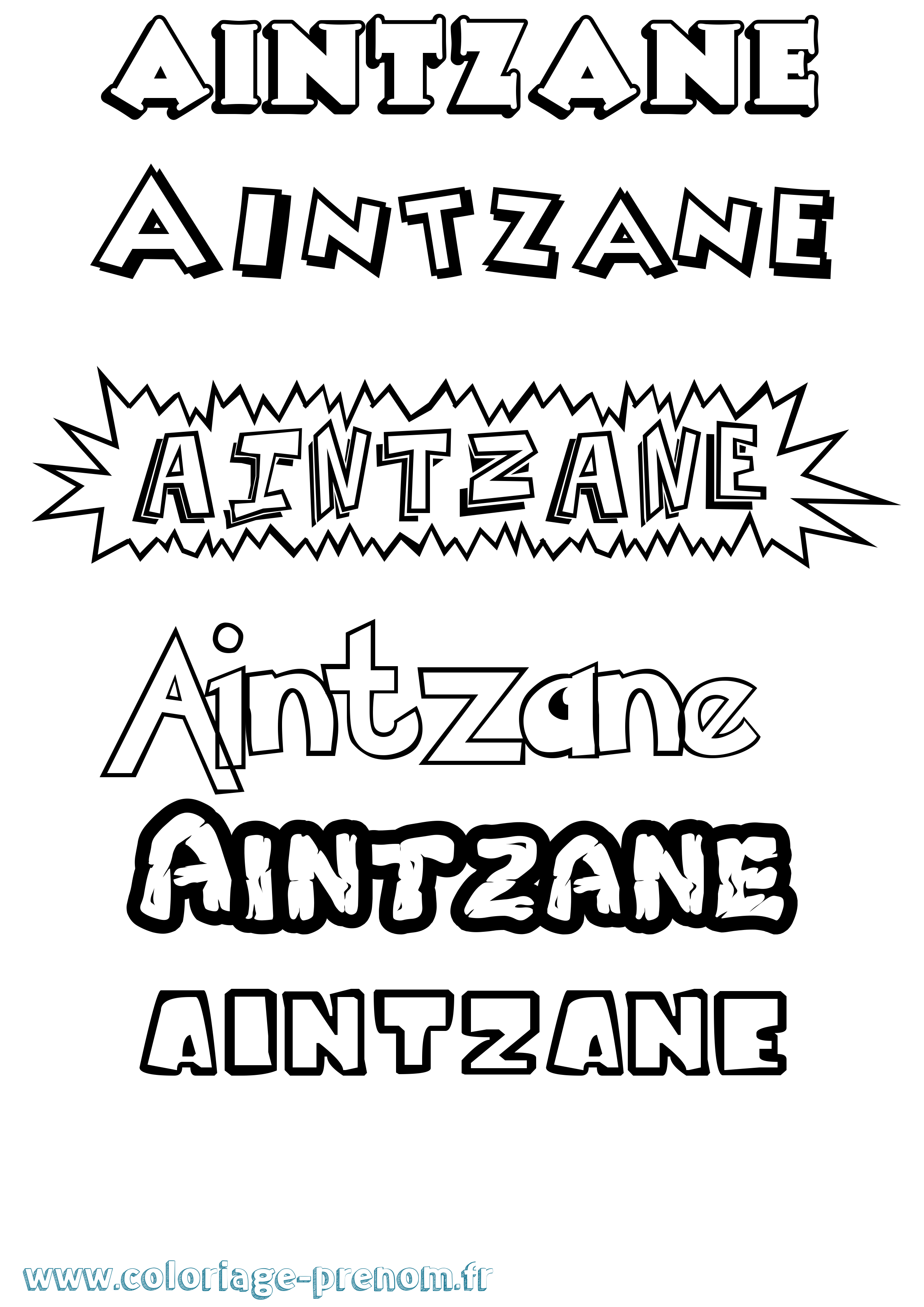 Coloriage prénom Aintzane Dessin Animé