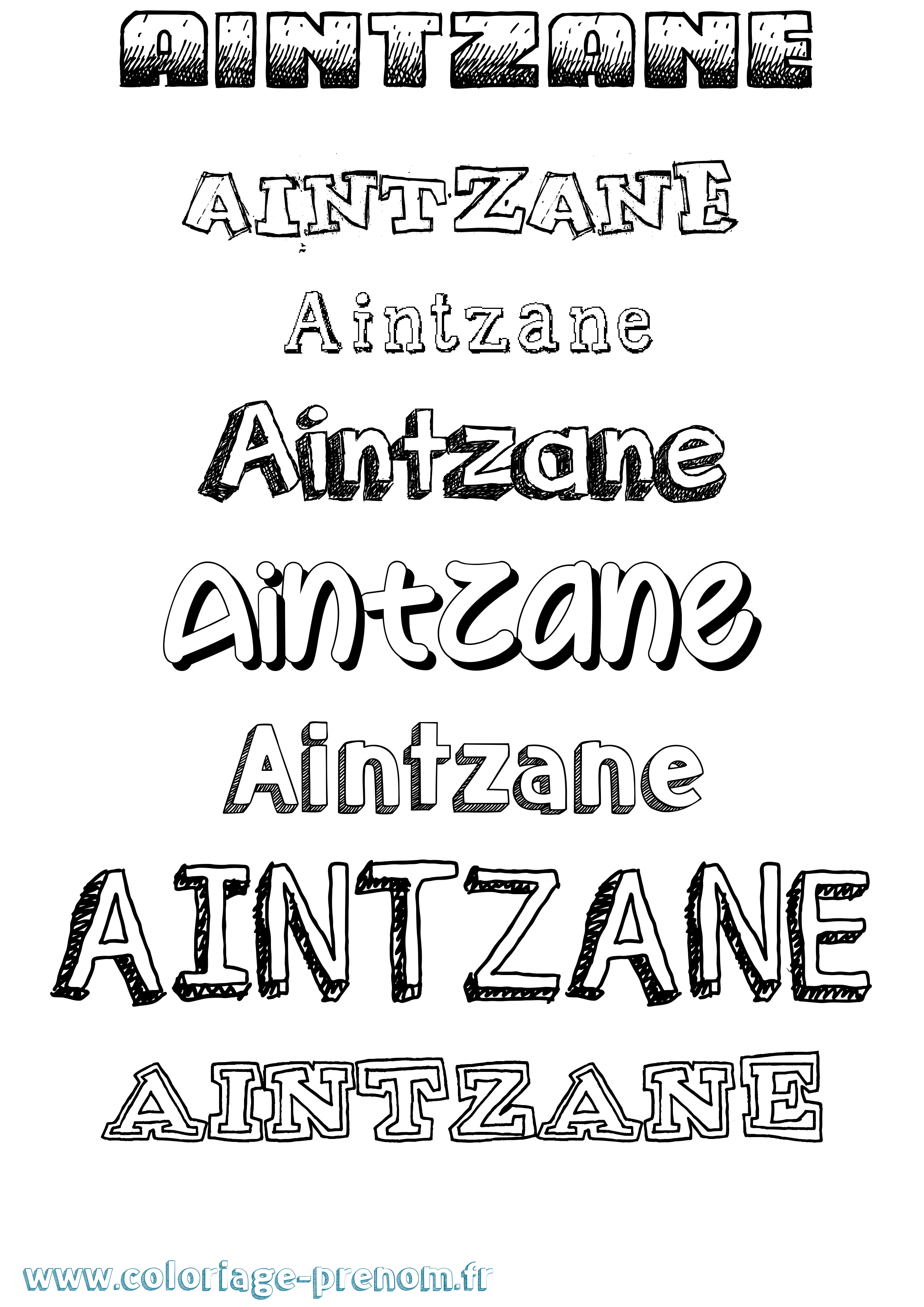 Coloriage prénom Aintzane Dessiné