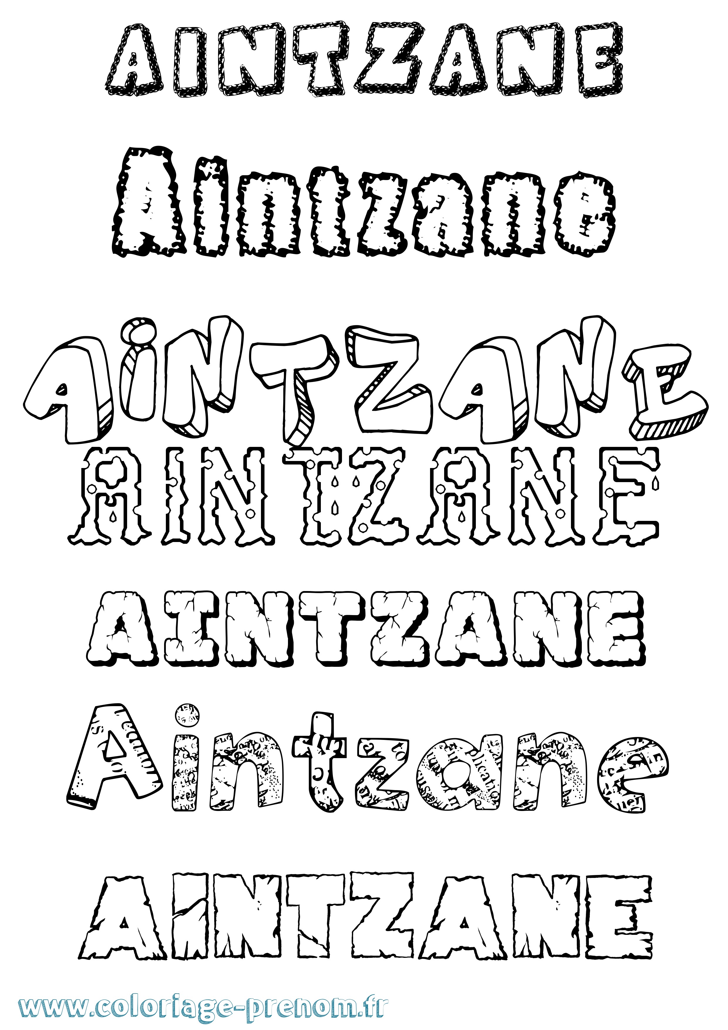 Coloriage prénom Aintzane Destructuré
