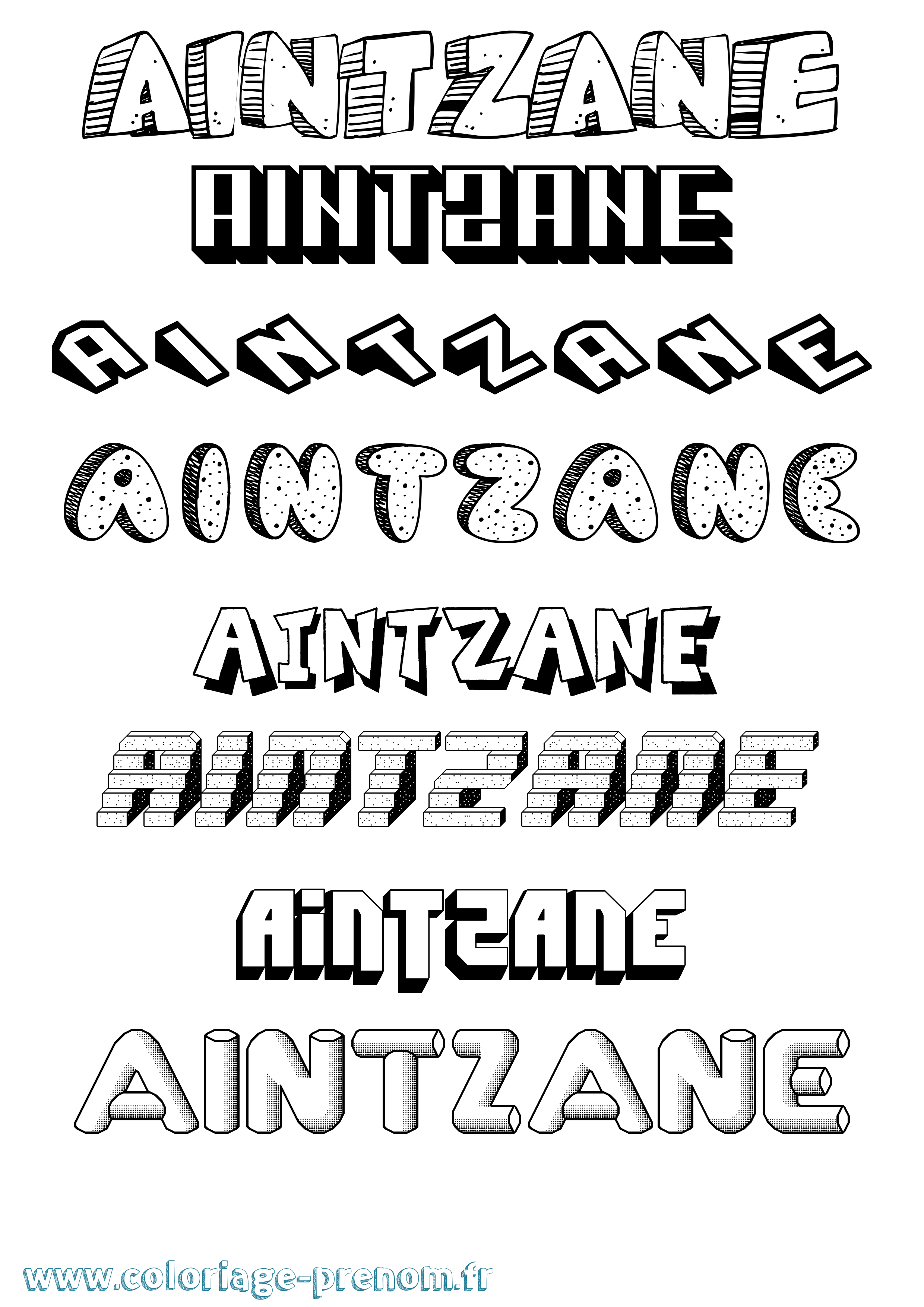 Coloriage prénom Aintzane Effet 3D