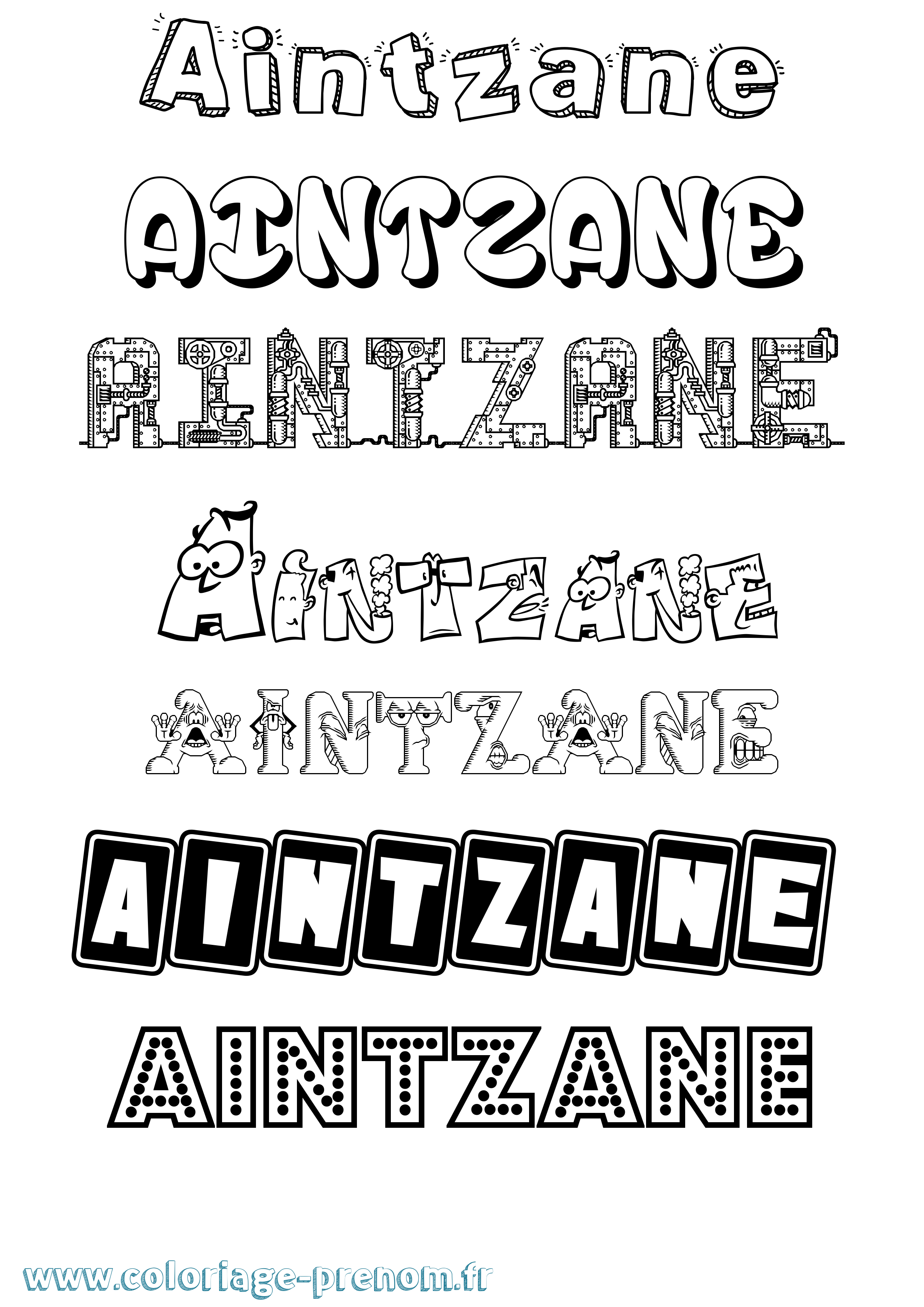 Coloriage prénom Aintzane Fun