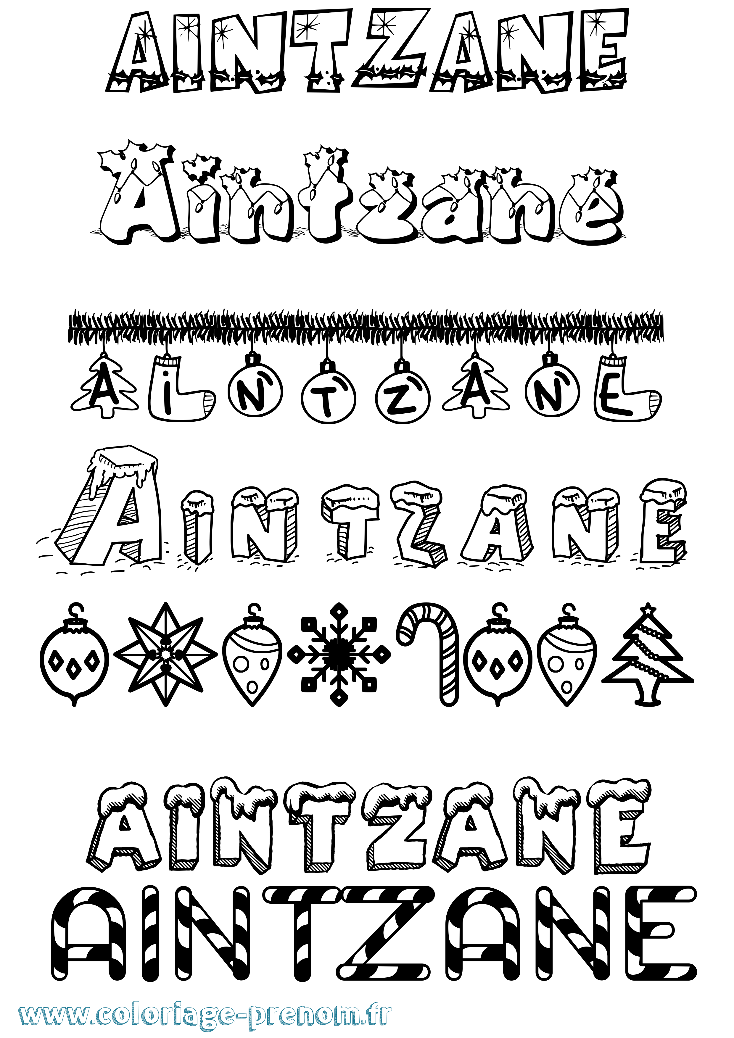 Coloriage prénom Aintzane Noël