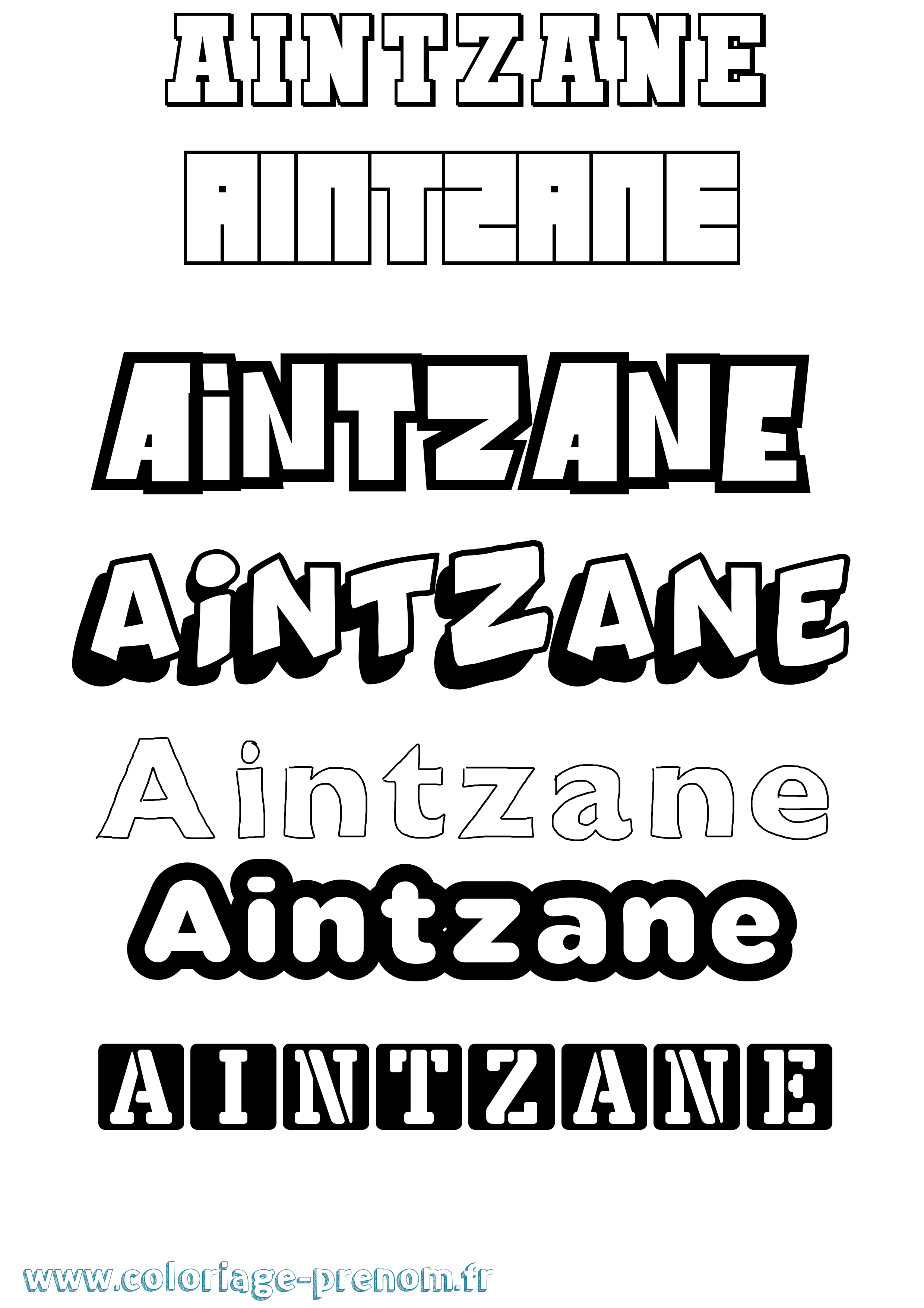 Coloriage prénom Aintzane Simple
