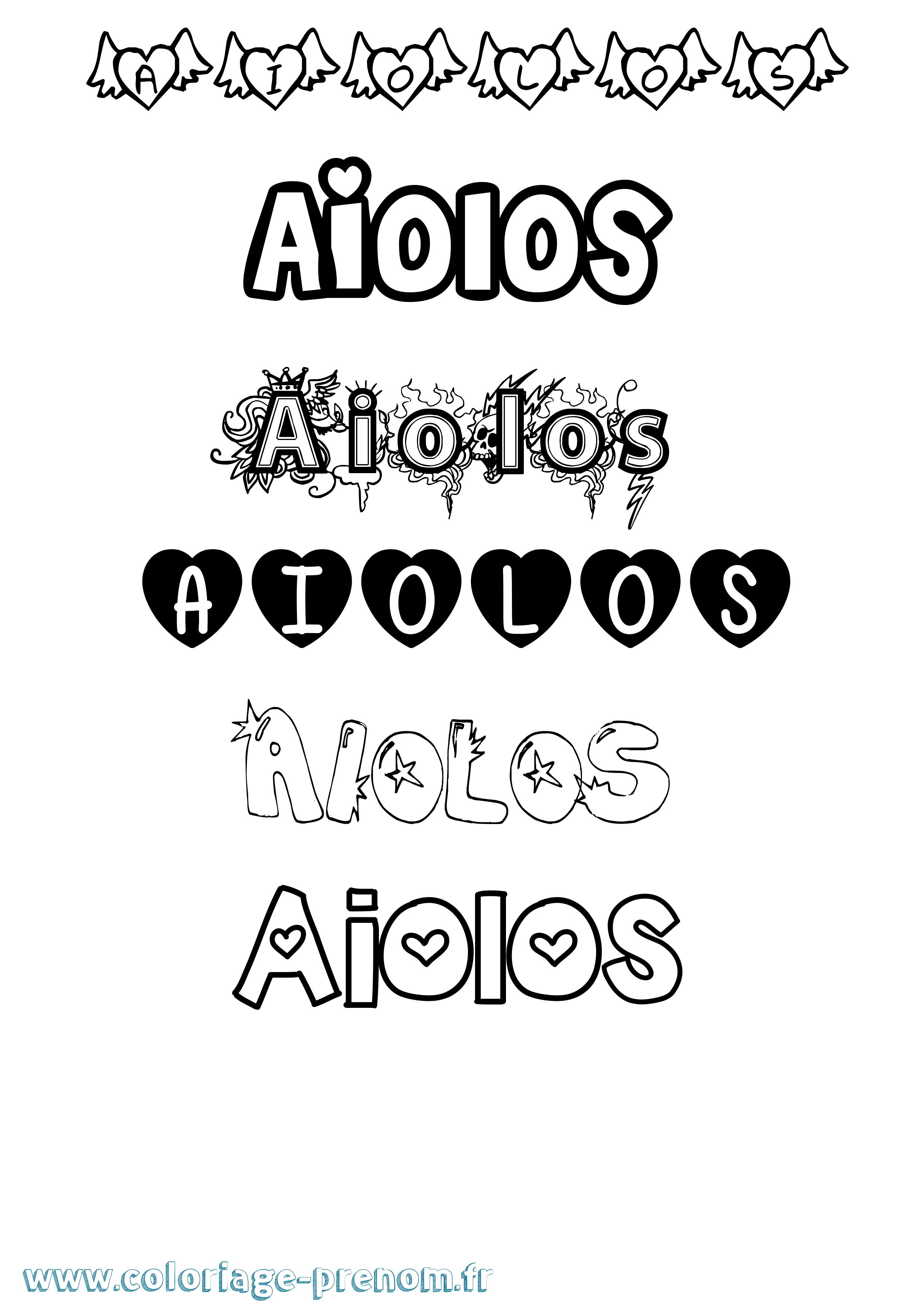 Coloriage Aiolos Girly Coloriage prénom Aiolos Girly