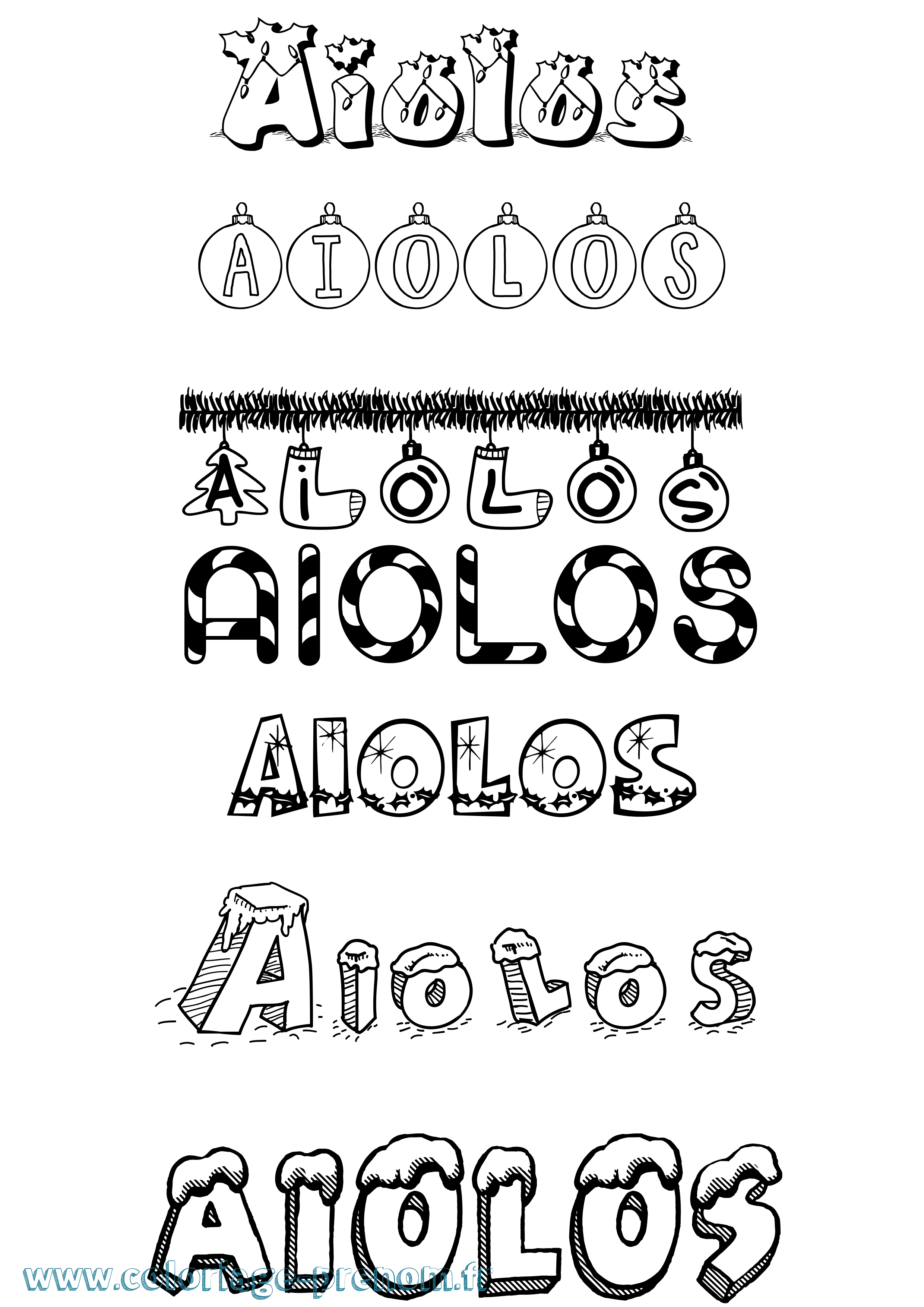 Coloriage Aiolos Noël Coloriage prénom Aiolos Noël