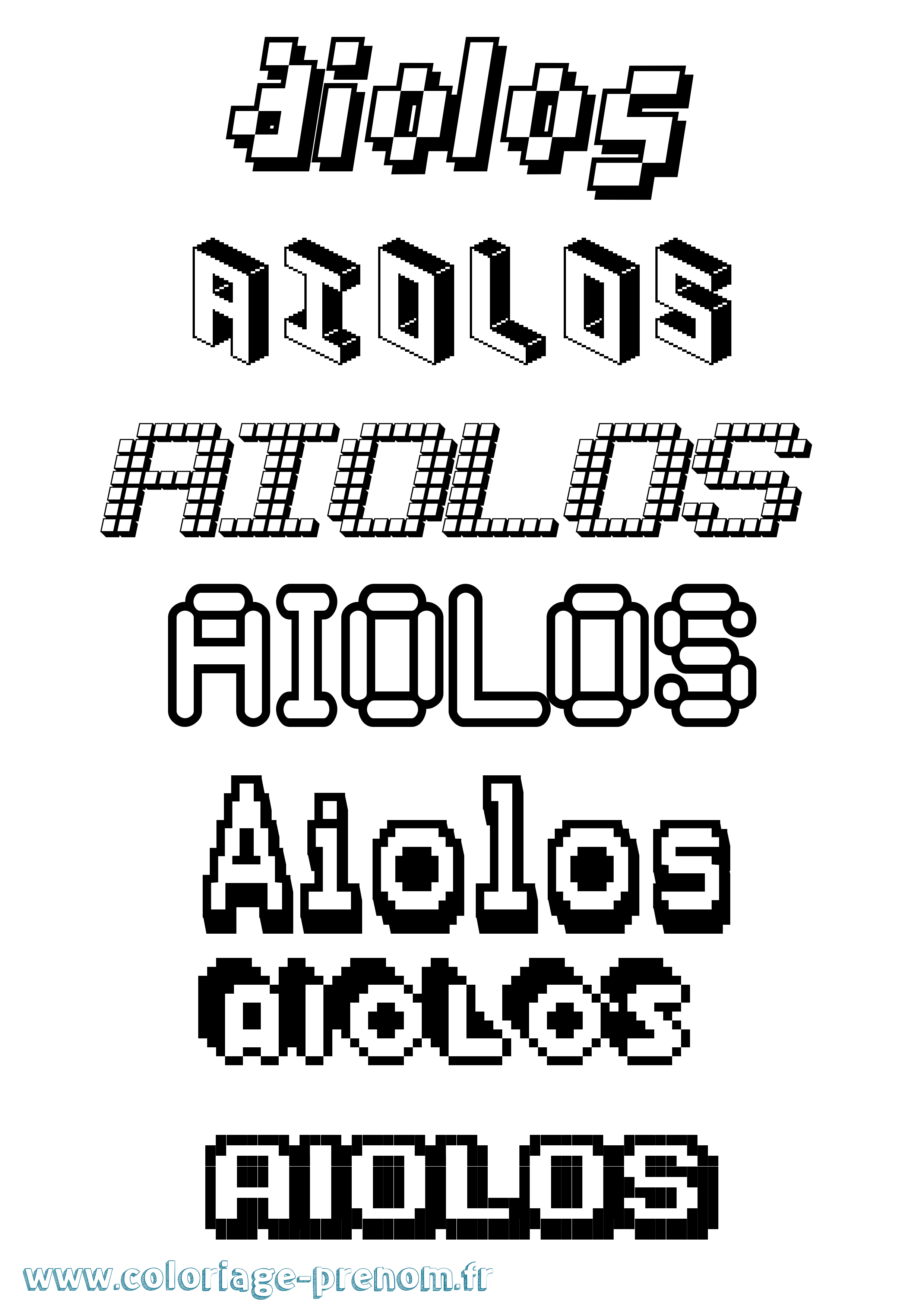 Coloriage prénom Aiolos Pixel