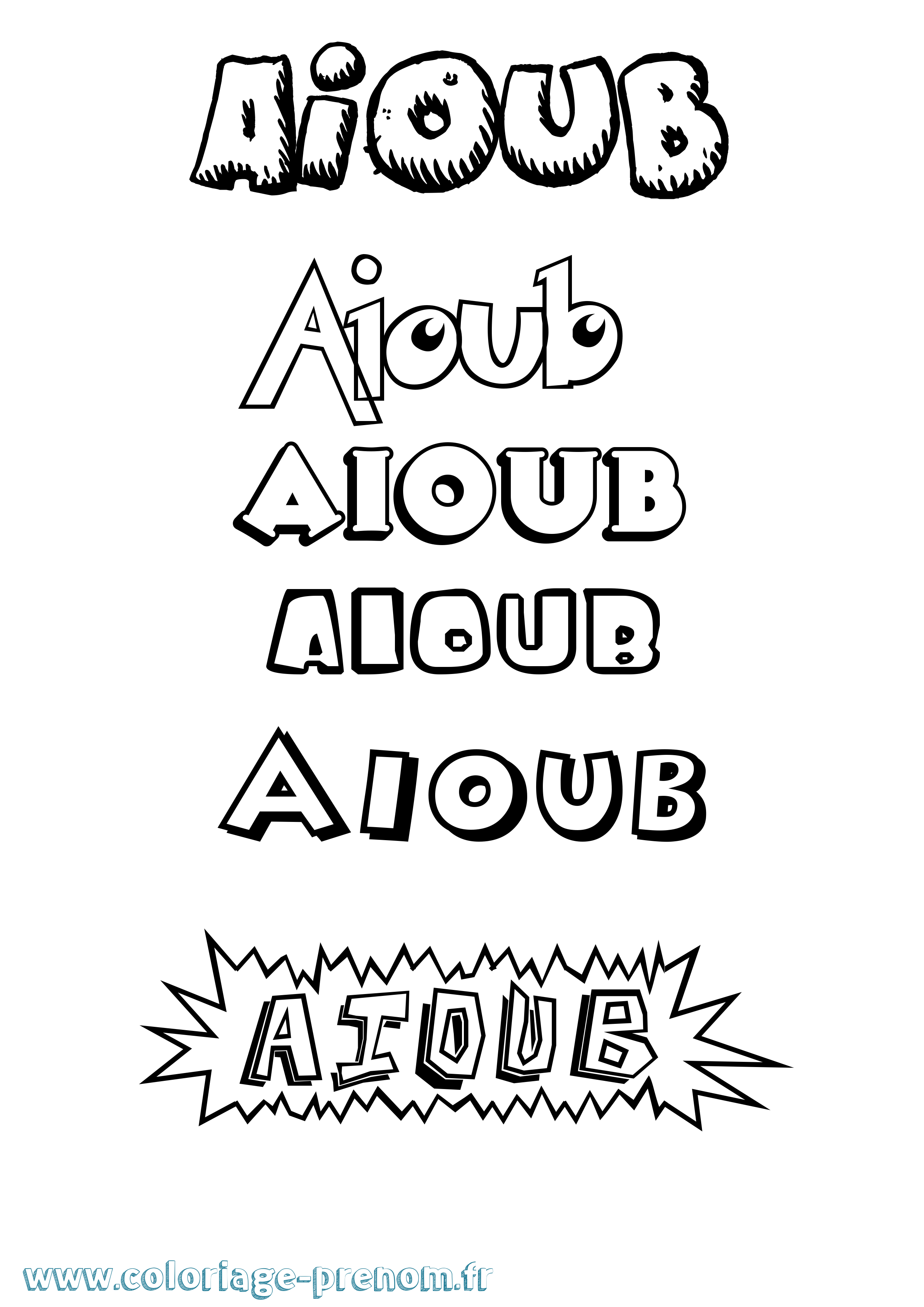 Coloriage prénom Aioub Dessin Animé