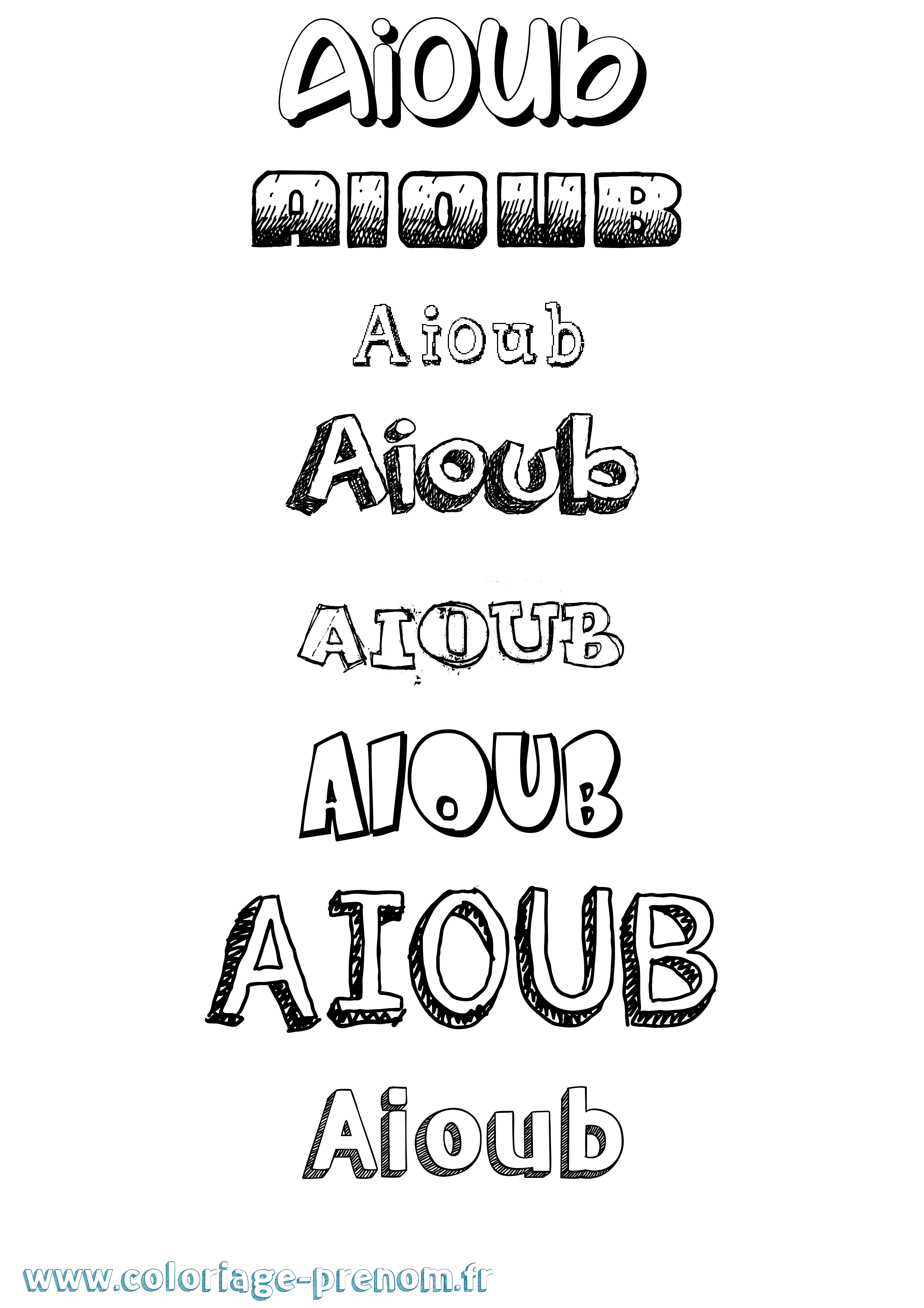Coloriage prénom Aioub Dessiné
