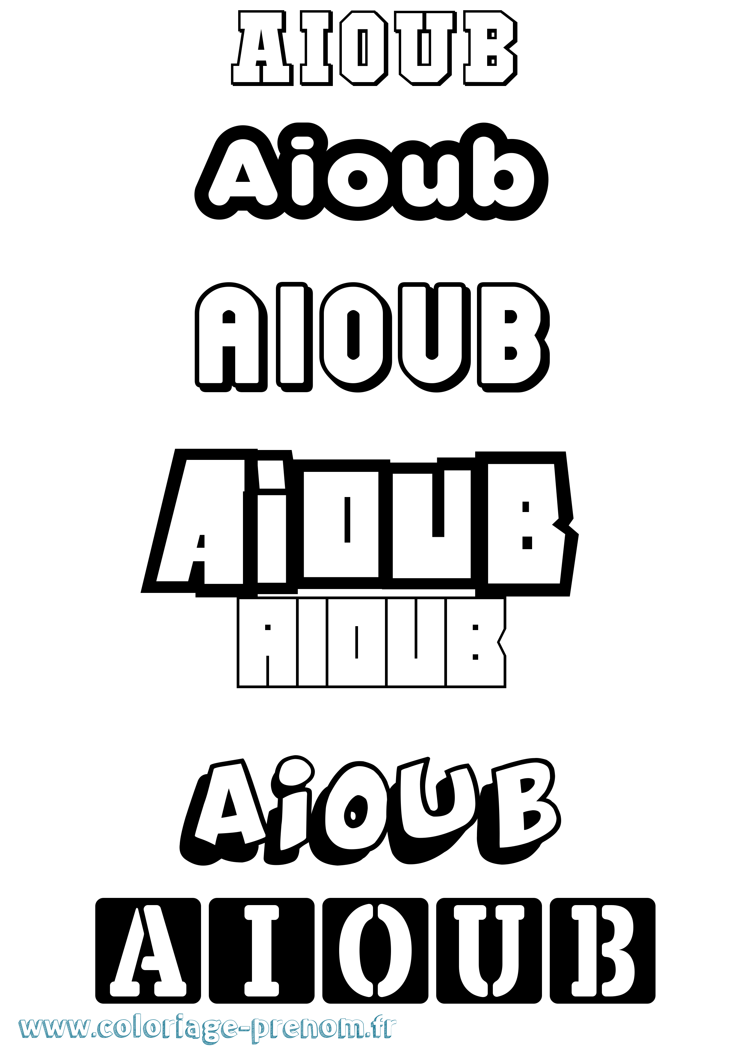 Coloriage prénom Aioub Simple