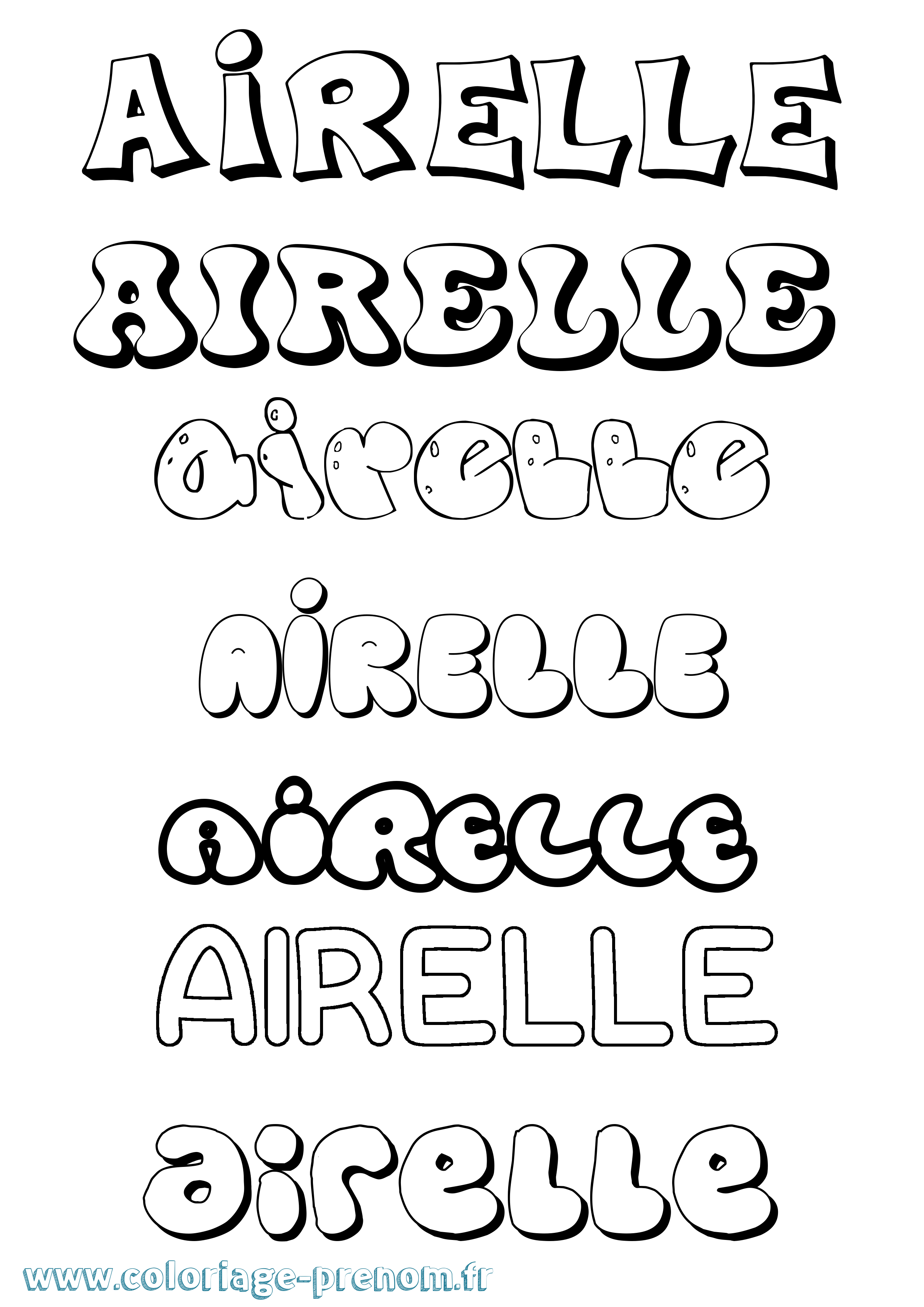 Coloriage prénom Airelle Bubble