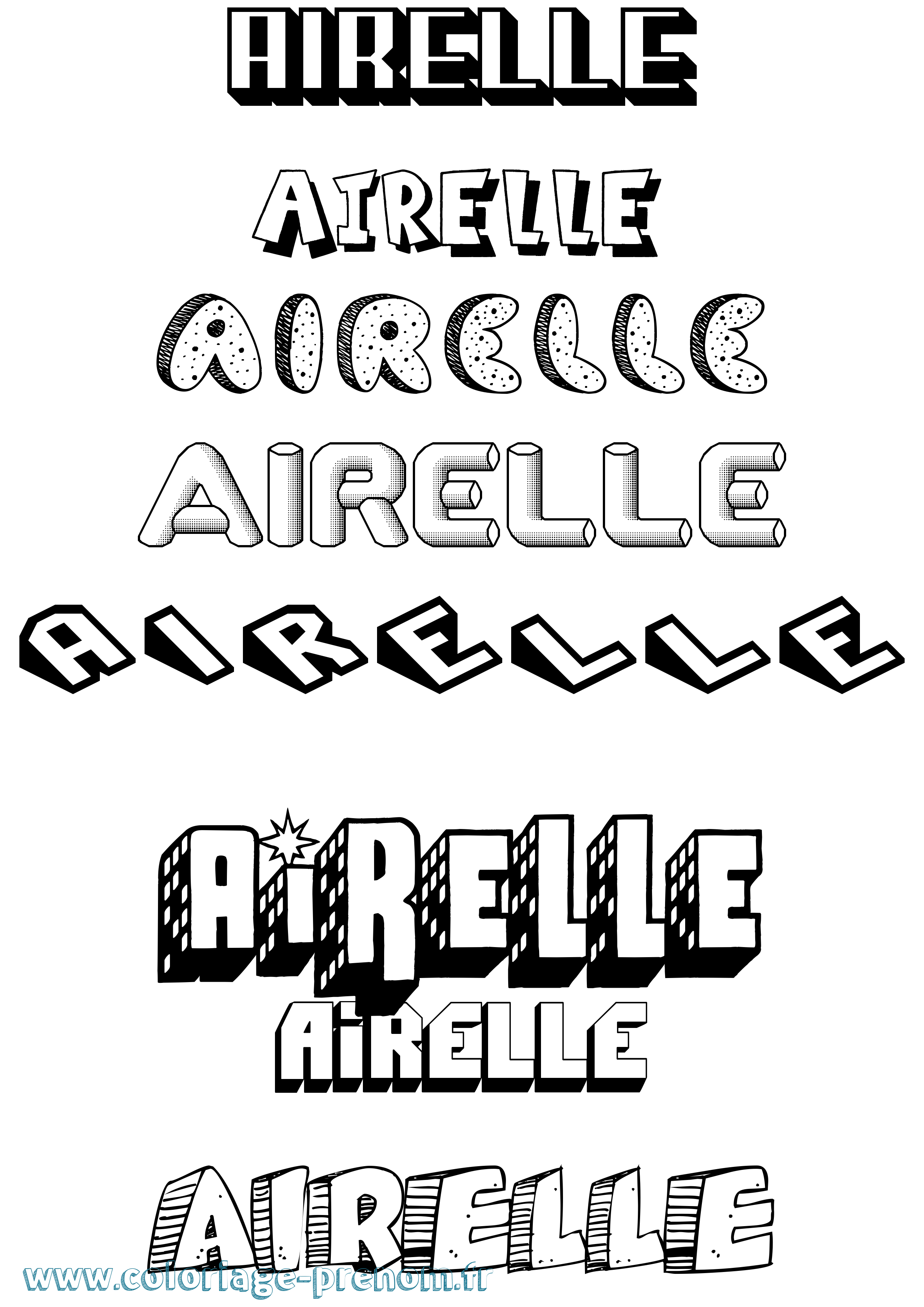 Coloriage Airelle Effet 3D Coloriage prénom Airelle Effet 3D