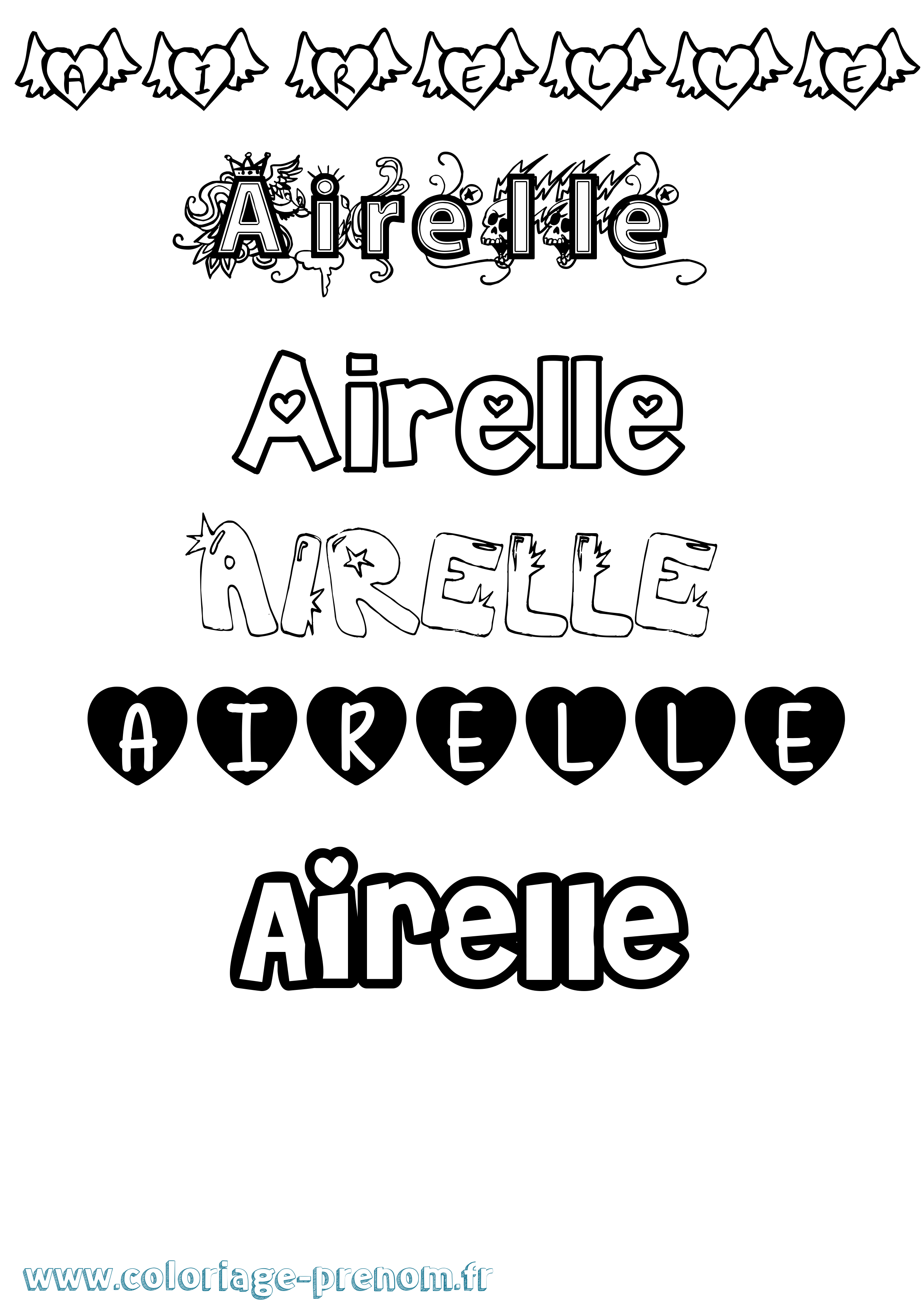 Coloriage Airelle Girly Coloriage prénom Airelle Girly
