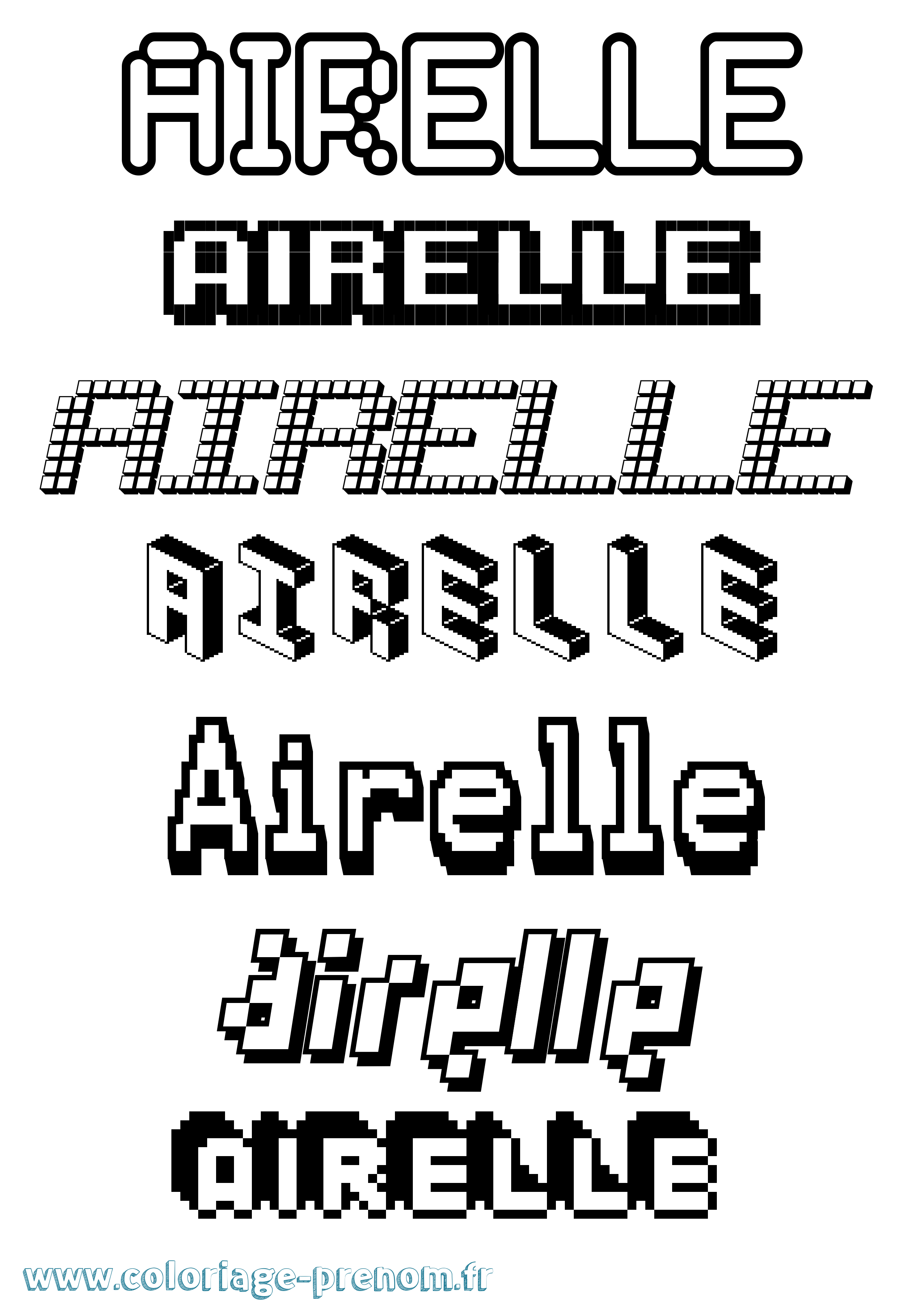 Coloriage prénom Airelle Pixel