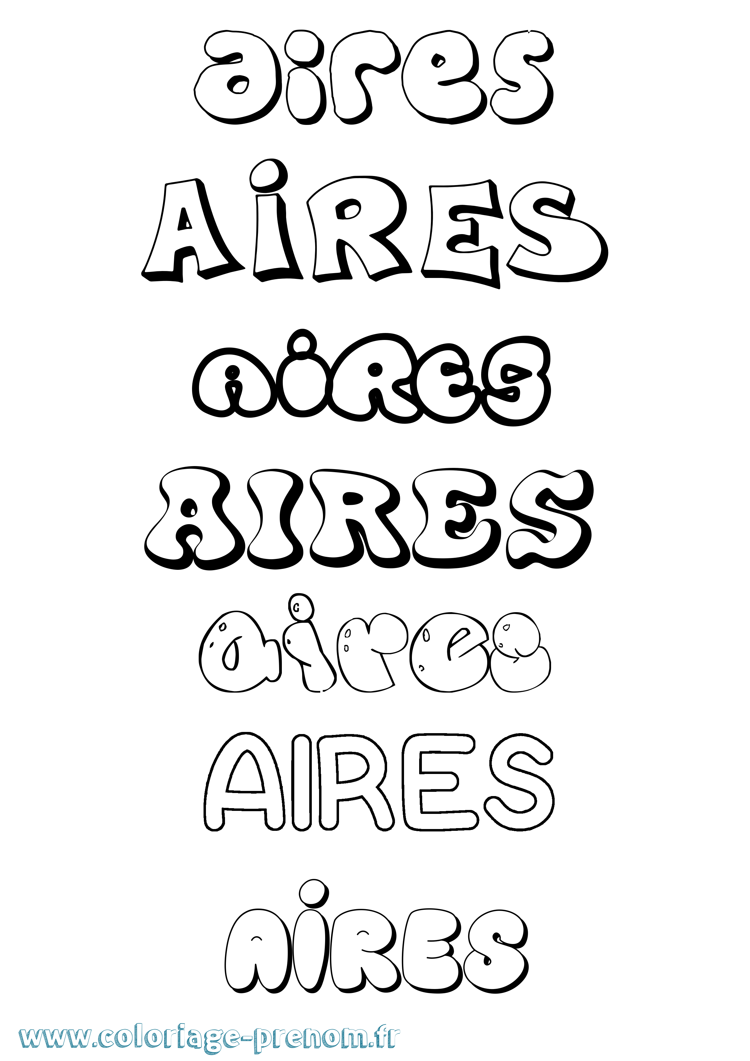 Coloriage prénom Aires Bubble
